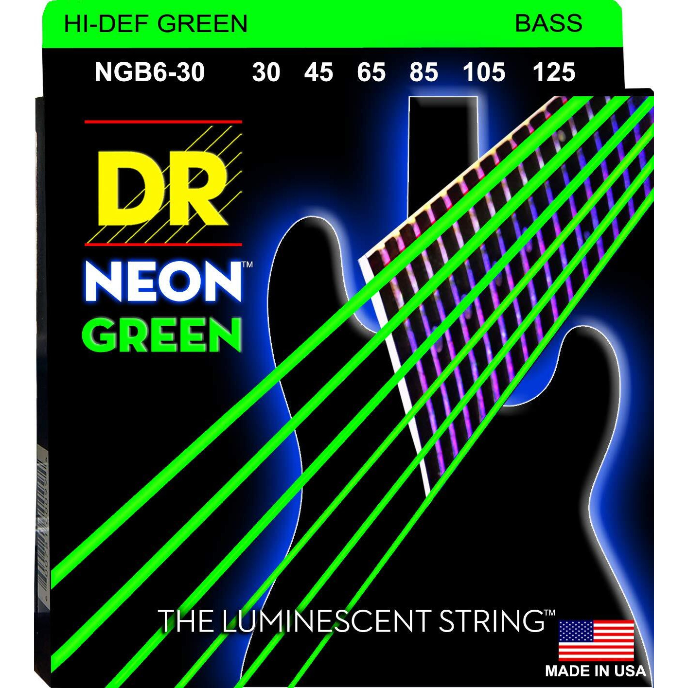 Dr Strings Hi-Def Neon Bass Guitar Strings (Ngb6-30)