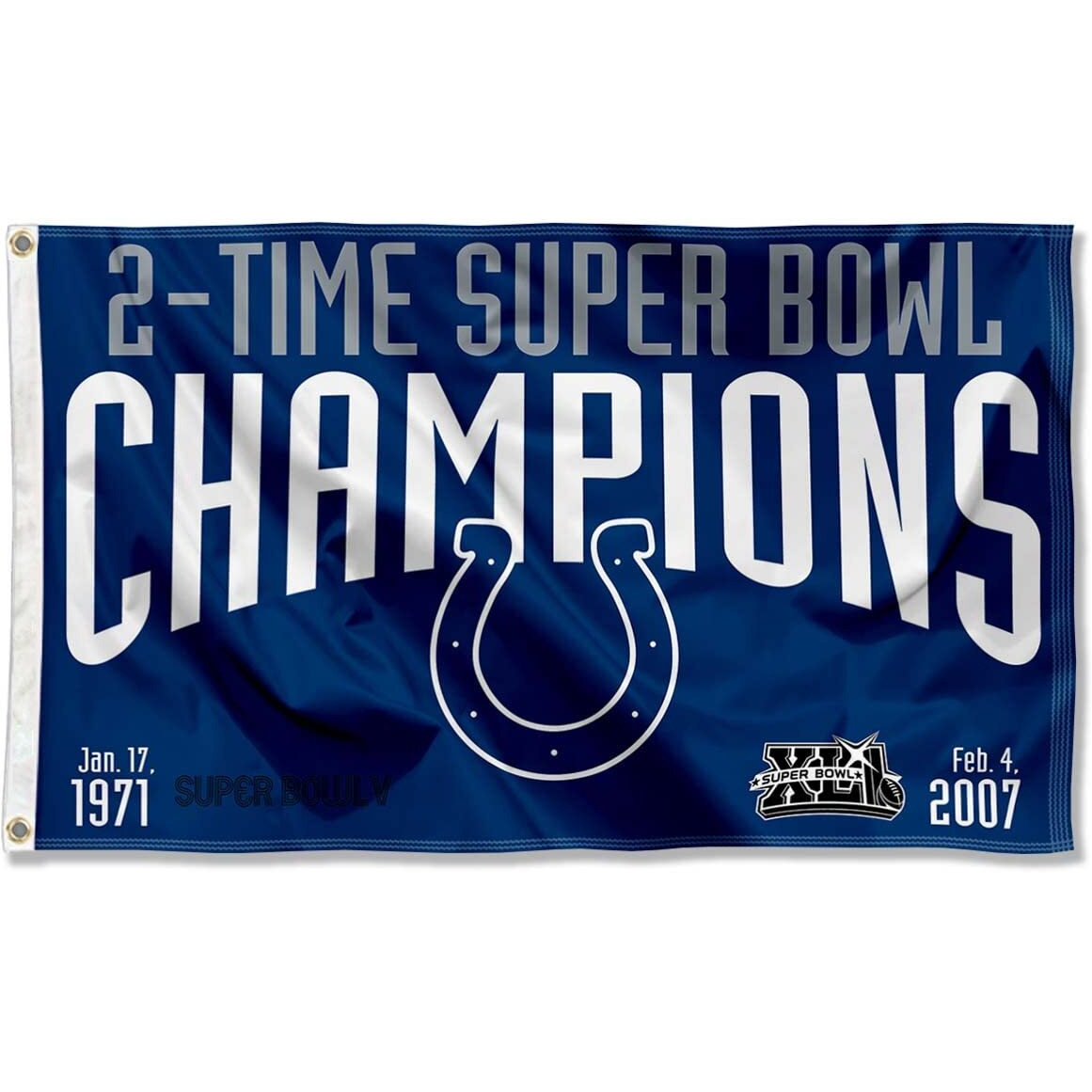 Indianapolis Colts 2X And 2 Time Super Bowl Champions Flag Outdoor Indoor 3X5 Foot Banner