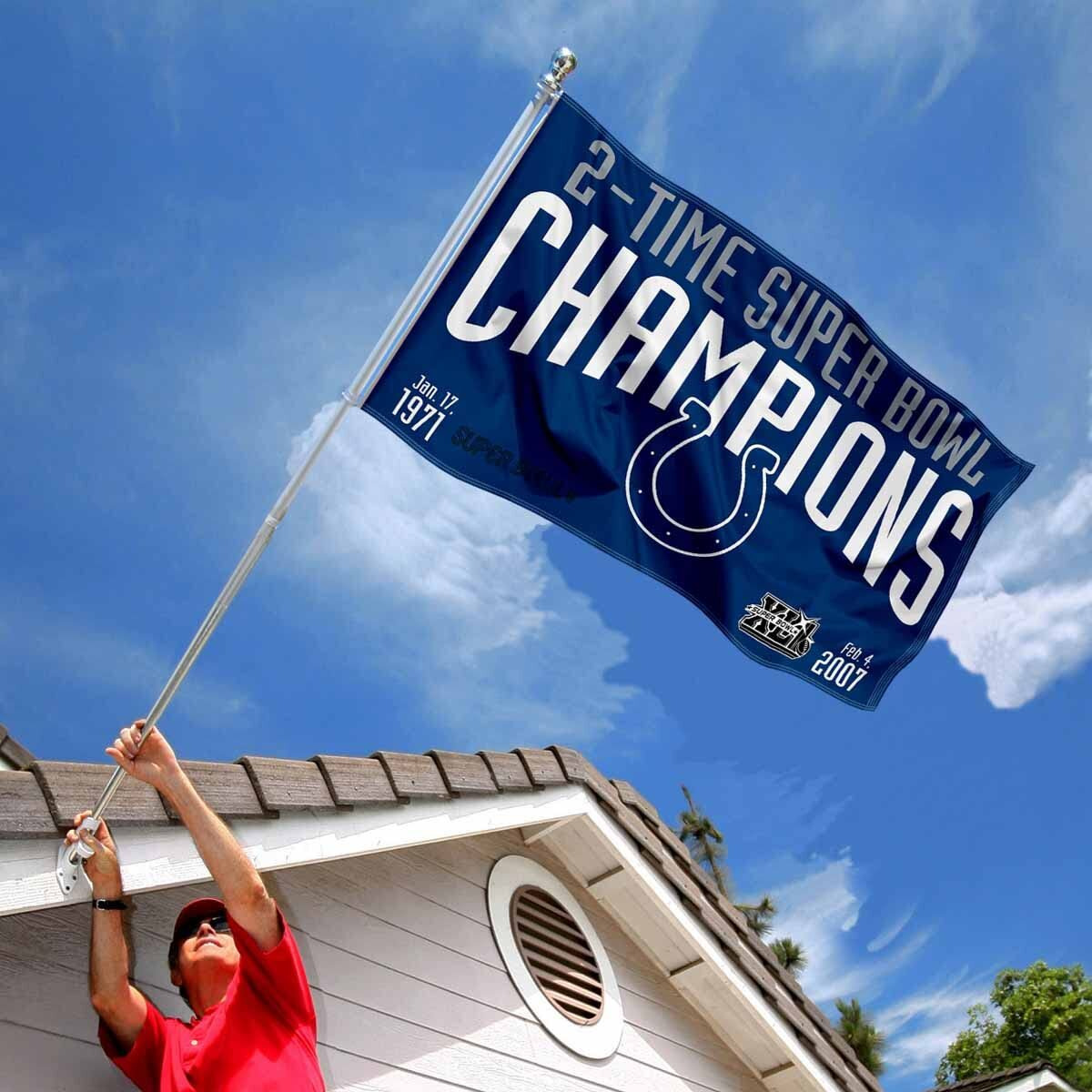 Indianapolis Colts 2X And 2 Time Super Bowl Champions Flag Outdoor Indoor 3X5 Foot Banner