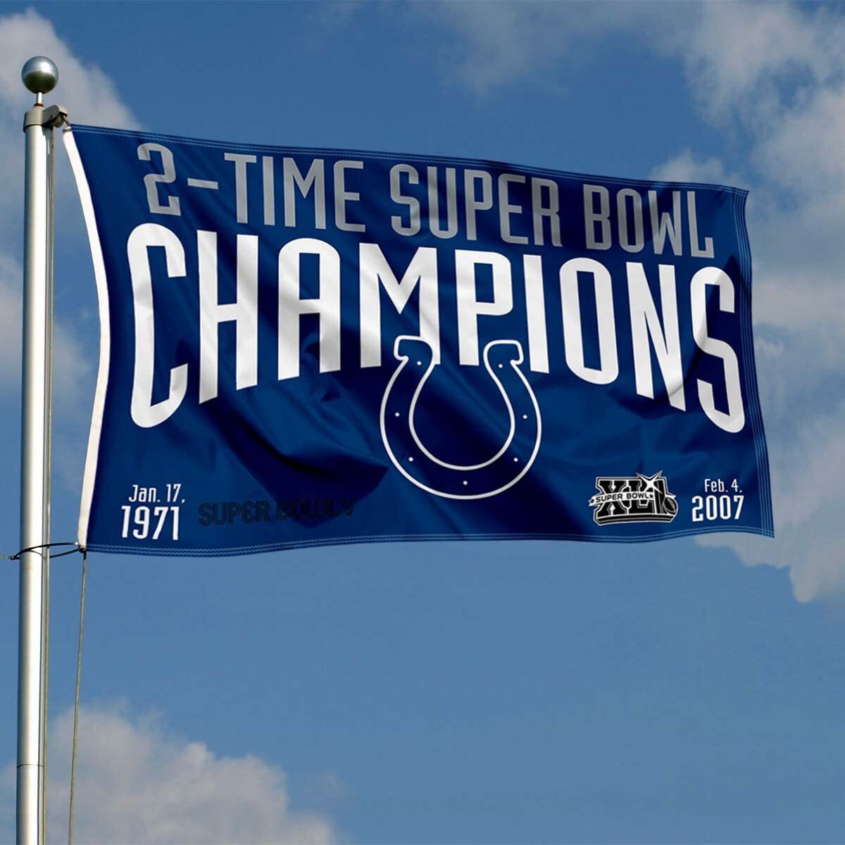Indianapolis Colts 2X And 2 Time Super Bowl Champions Flag Outdoor Indoor 3X5 Foot Banner