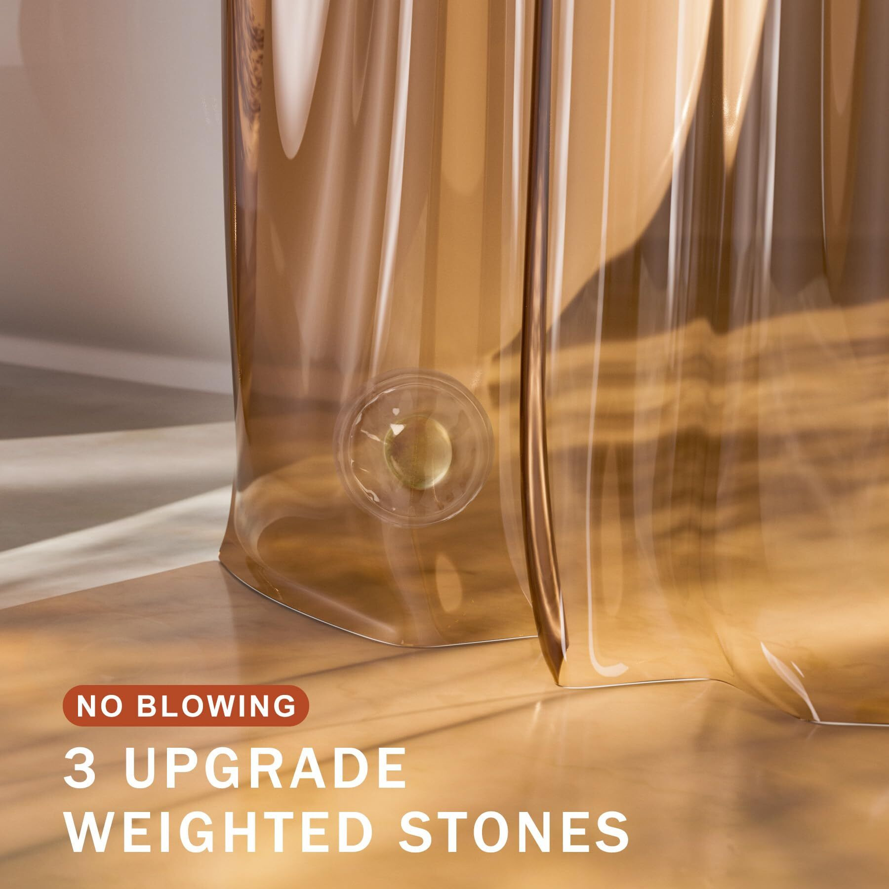 Amazerbath Shower Curtain Liner  100% Eva Soft Clear Amber Heavy Duty Shower Curtain And Liner 2-In-1  72X72 Luxury Plastic Weighted Bathroom Shower Liner  12 Rustproof Grommets & 3 Heavyweight Stones