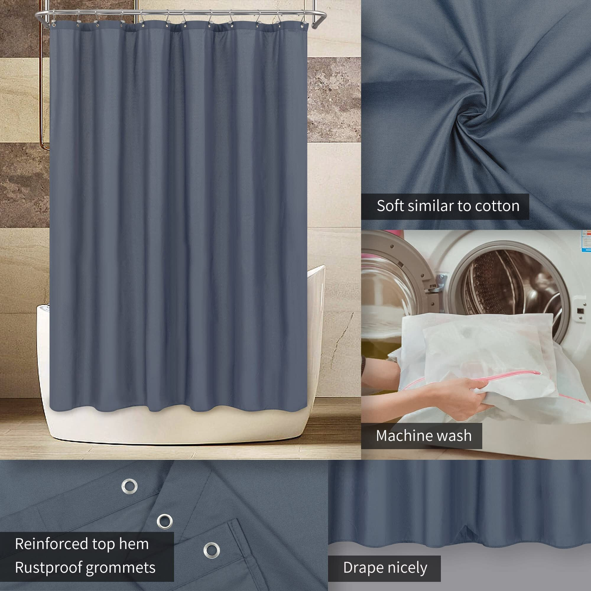 Alyvia Spring Stall Fabric Shower Curtain Liner Waterproof - Soft & Lightweight Small Shower Curtain With Magnets For Narrow Stall Size  Machine Washable - 36X72  Stone Blue