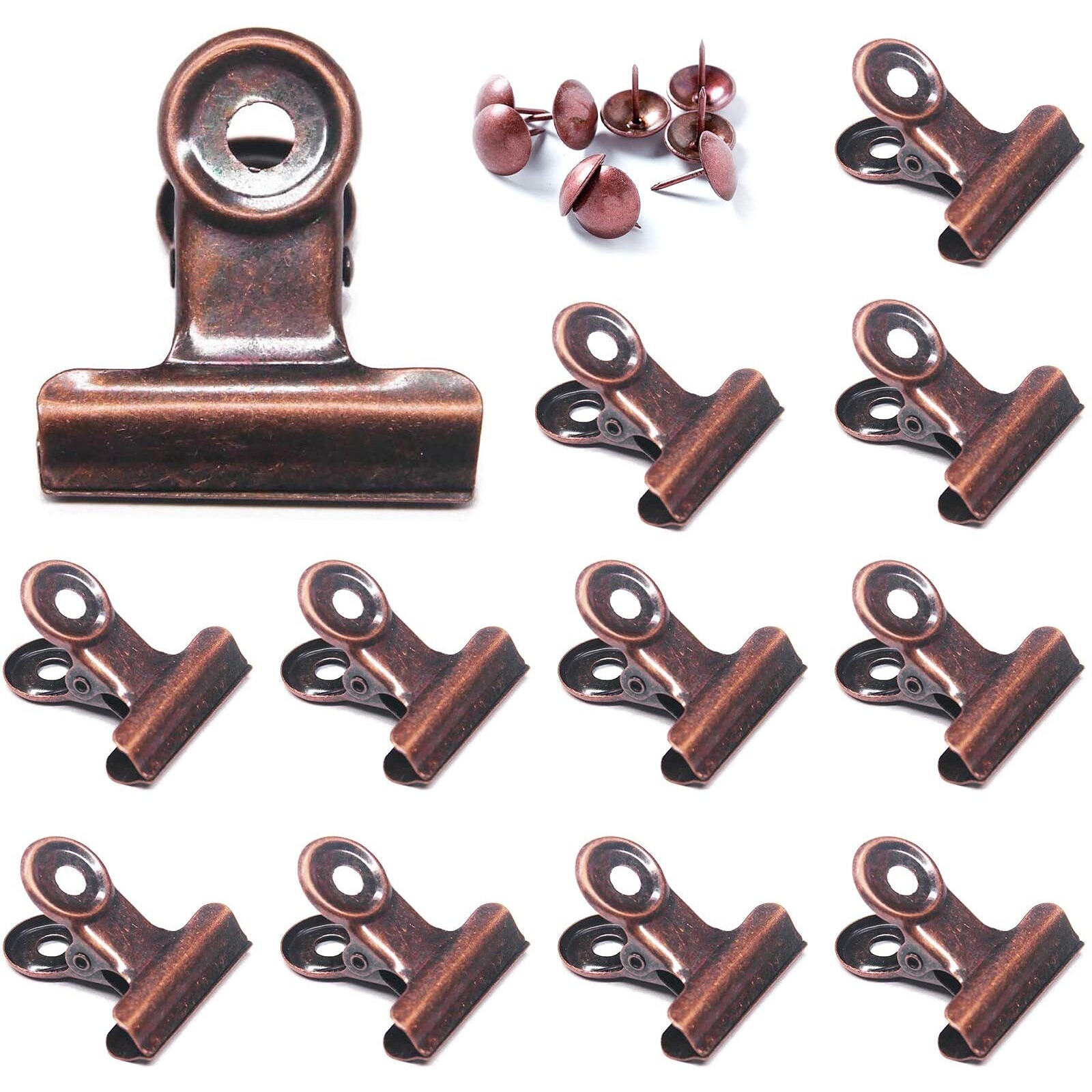 Bulldog Clips With Hole For Push-Pin  Paper File Clips With Strong Spring  Small Metal Binder Clips  Seal Clamps For Coffee Tea Food Bags  Decorative Clips For Diy Photo Grid (Copper  38 Mm)