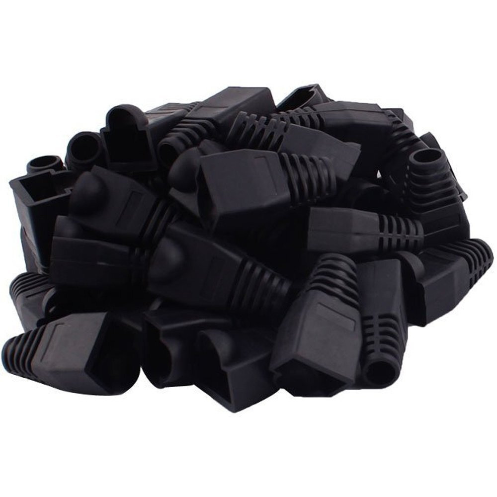 Soft Plastic Ethernet Rj45 Cable Connector Boots Cover Strain Relief Boots Cat5 Cat5E Cat6 Cat6E 100Pcs By Copapa (Black)