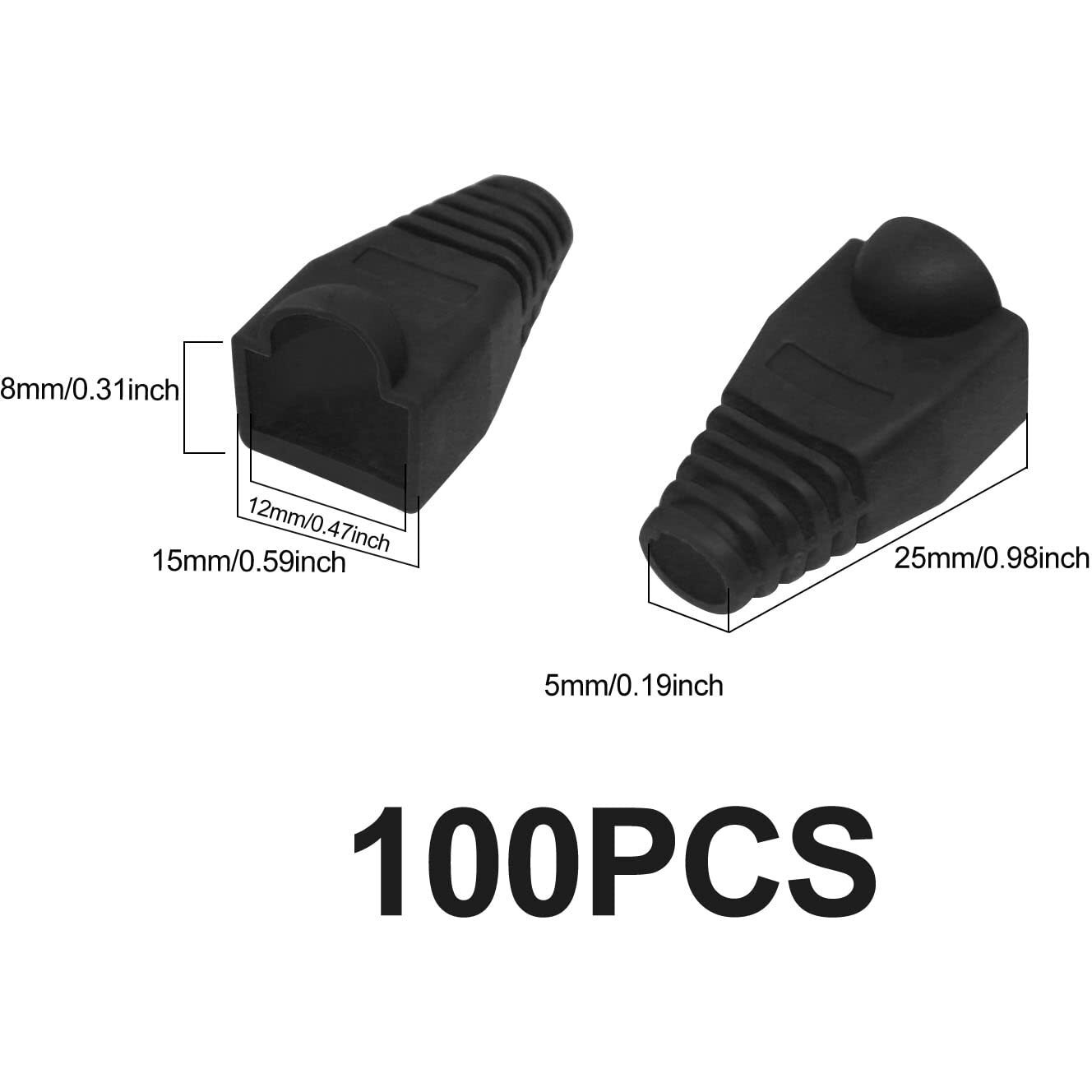 Soft Plastic Ethernet Rj45 Cable Connector Boots Cover Strain Relief Boots Cat5 Cat5E Cat6 Cat6E 100Pcs By Copapa (Black)