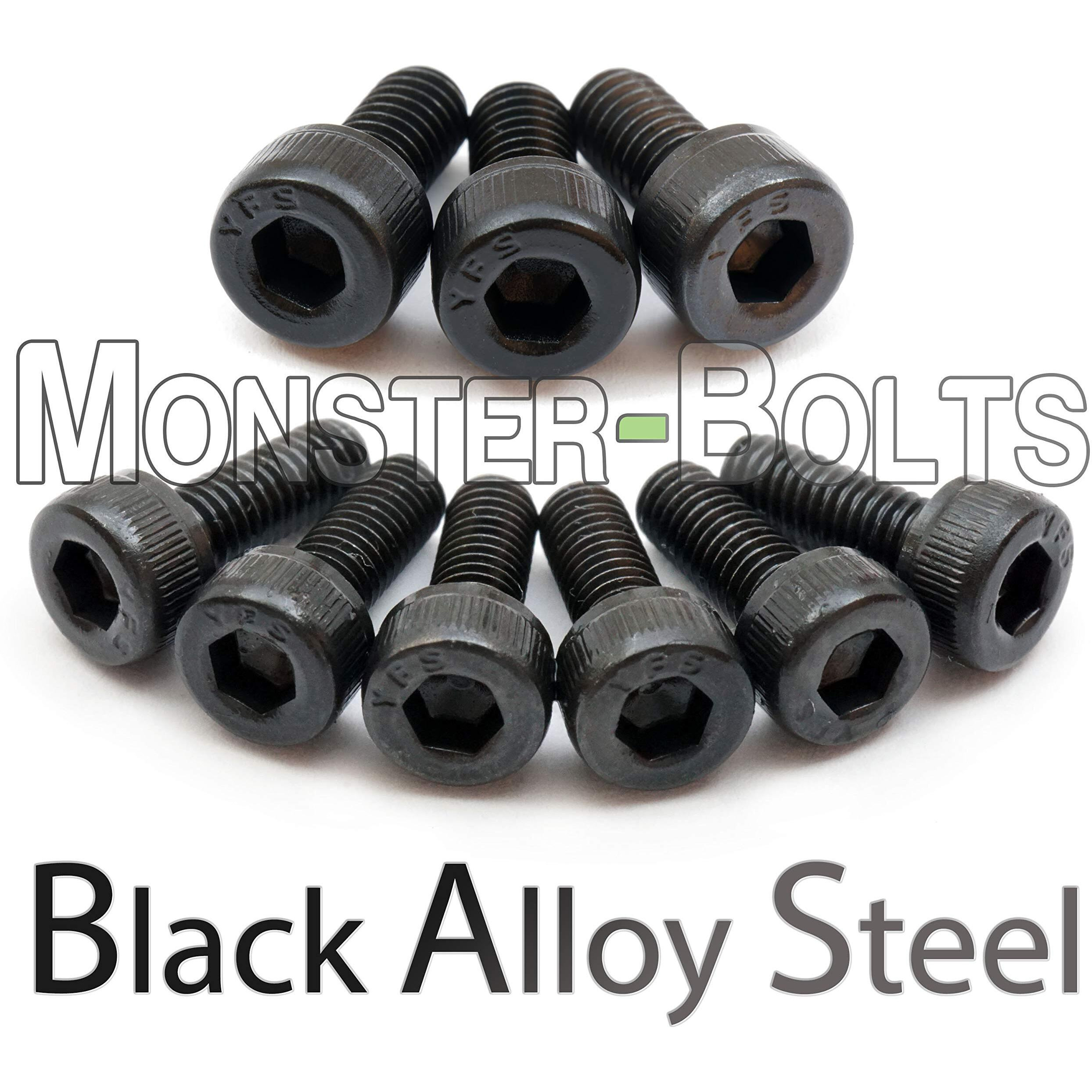 Black Alloy Steel - Floyd Rose Style Guitar Locking Nut Screws (3) And Saddle Intonation Mounting Hold Screws (6) - Monsterbolts (6-String Set  12.9 Black Alloy Steel)