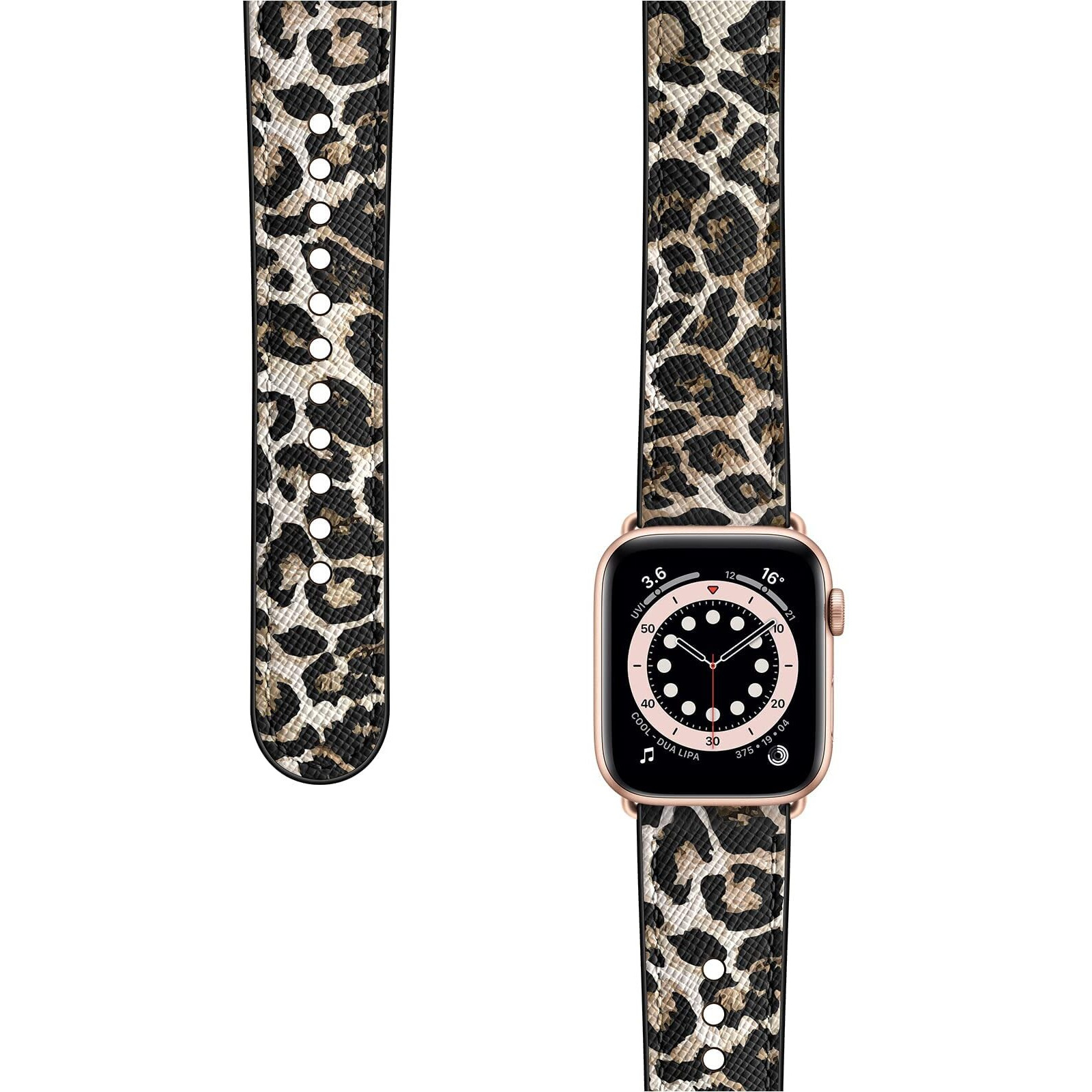 Ouheng Compatible With Apple Watch Band 41Mm 40Mm 38Mm 49Mm 45Mm 44Mm 42Mm  Genuine Leather Bands Replacement Strap For Iwatch Se2 Se Series 9 8 7 6 5 4 3 2 1 (Leopard/Rose Gold  41Mm 40Mm 38Mm)