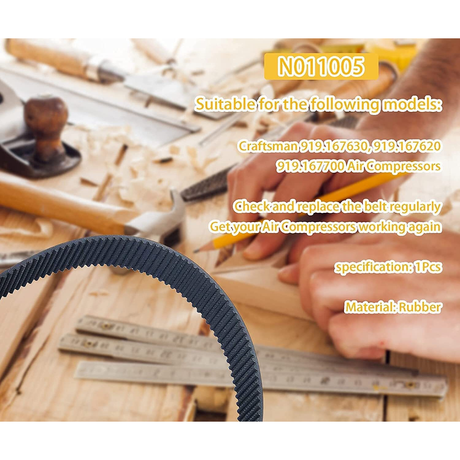 Thaekuns A12210 N011005 Air Compressor Drive Belt For Dewalt