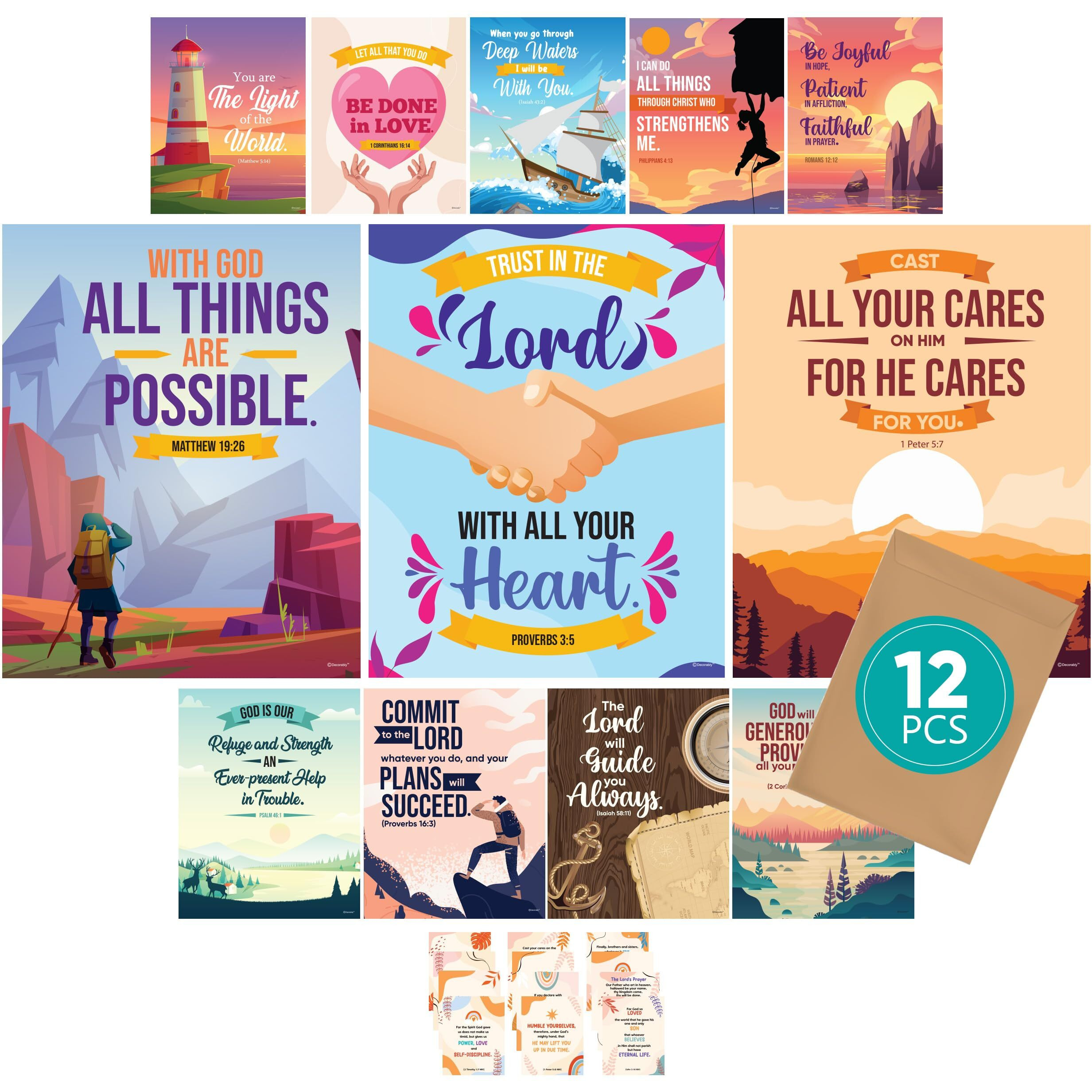 12 Christian Posters For Kids - 11X14In Sunday School Decorations For Classroom  Sunday School Posters For Classroom  Bible Posters For Classroom  Bible Verse Poster  Bible Verse Posters  Bible Poster