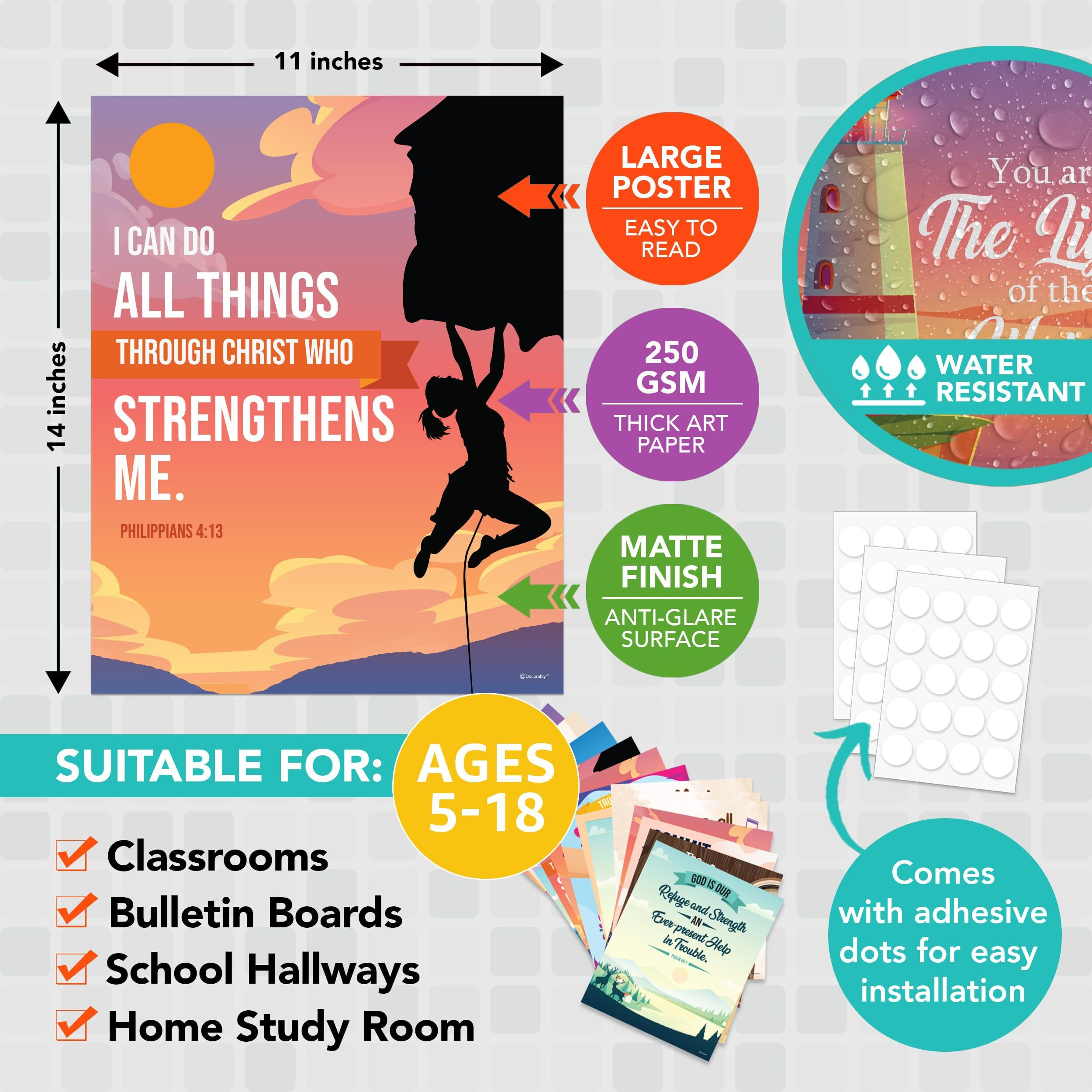 12 Christian Posters For Kids - 11X14In Sunday School Decorations For Classroom  Sunday School Posters For Classroom  Bible Posters For Classroom  Bible Verse Poster  Bible Verse Posters  Bible Poster