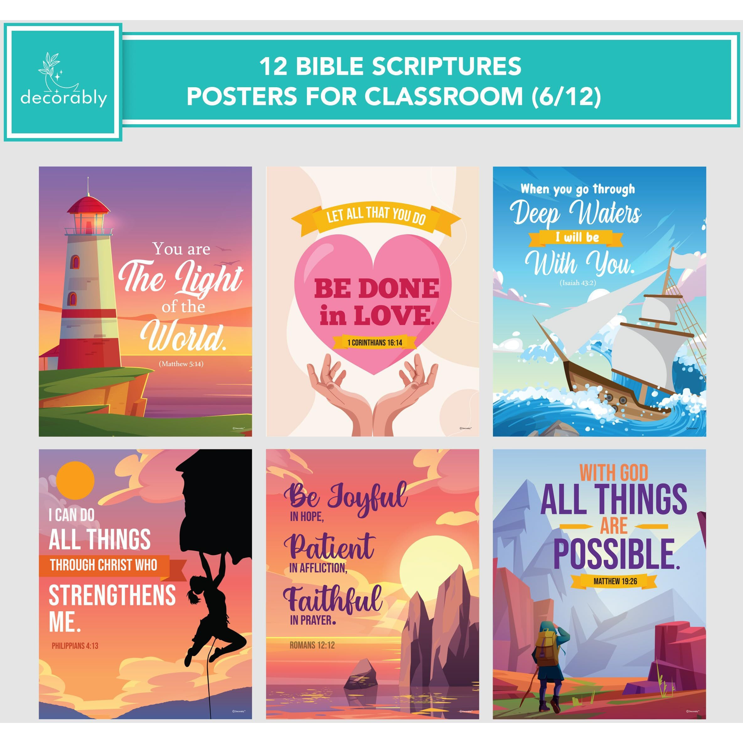 12 Christian Posters For Kids - 11X14In Sunday School Decorations For Classroom  Sunday School Posters For Classroom  Bible Posters For Classroom  Bible Verse Poster  Bible Verse Posters  Bible Poster