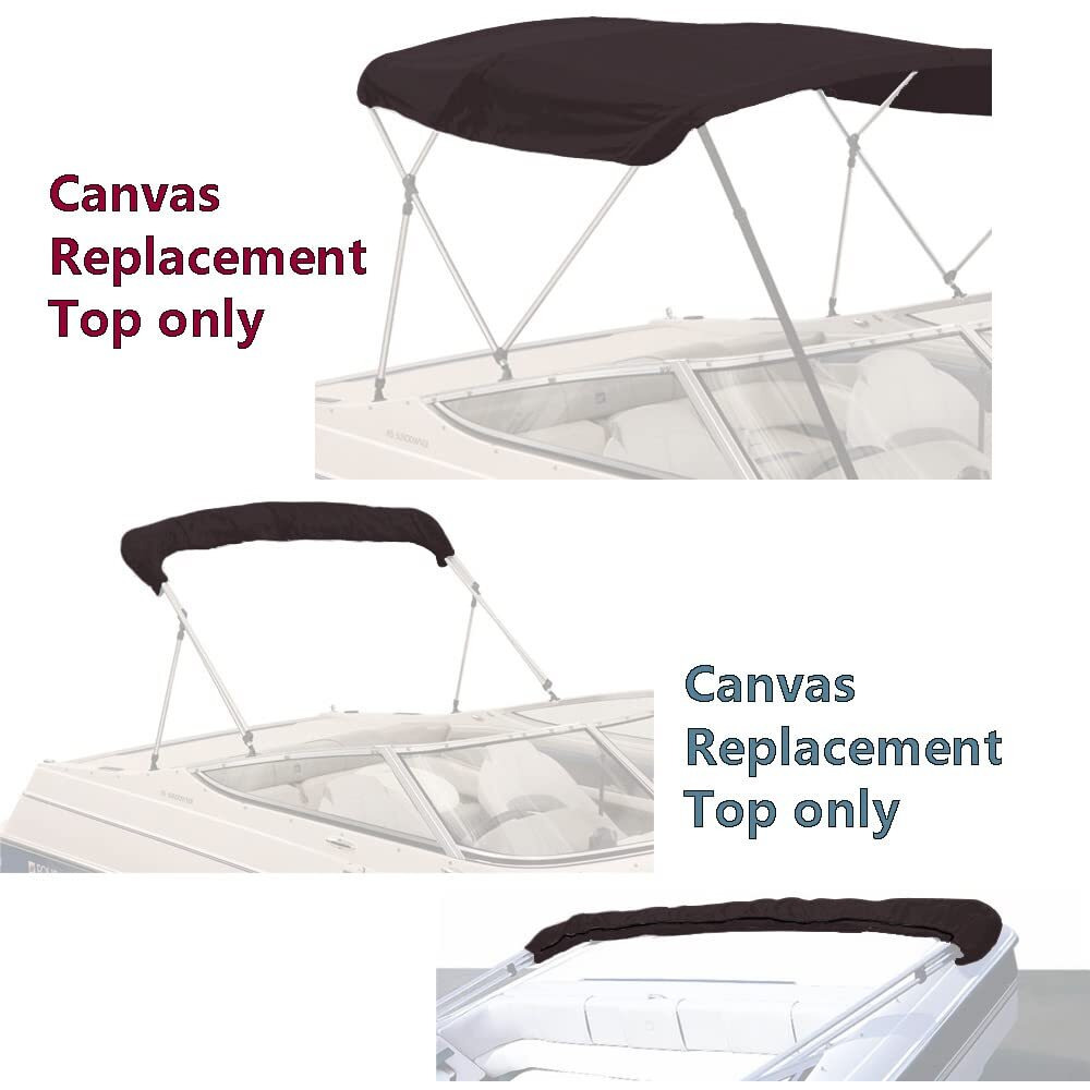Savvycraft 4 Bow Bimini Top Replacement Cover 10 Feet Long  Durable Marine Grade Canvas Sun Shade Boat Canopy  Easy Install Zipper Sleeves  4 Bow 120 Inches Long  97-103 Inches Wide  Black Color