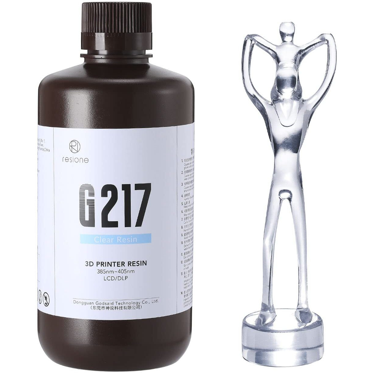 Resione 3D Printer Resin  G217 Clear Abs-Like Resin Non-Yellowing Tough Rigid Resin For Dlp Msla Lcd 3D Printing (1000G)
