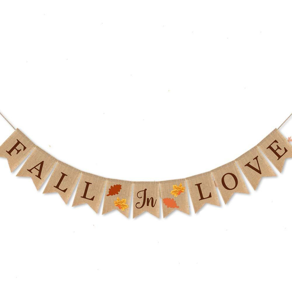 Swyoun Burlap Fall In Love Banner Fall Autumn Wedding Supplies Engagement Bridal Shower Garland Decoration