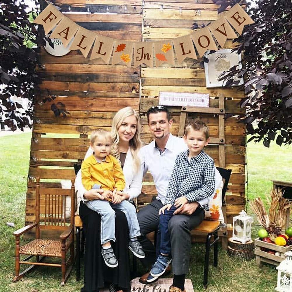Swyoun Burlap Fall In Love Banner Fall Autumn Wedding Supplies Engagement Bridal Shower Garland Decoration
