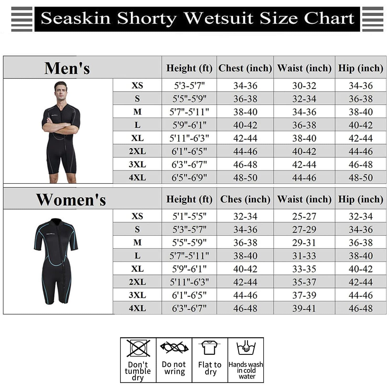 Seaskin Mens 3Mm Shorty Wetsuit Womens  Full Body Diving Suit Front Zip Wetsuit For Diving Snorkeling Surfing Swimming