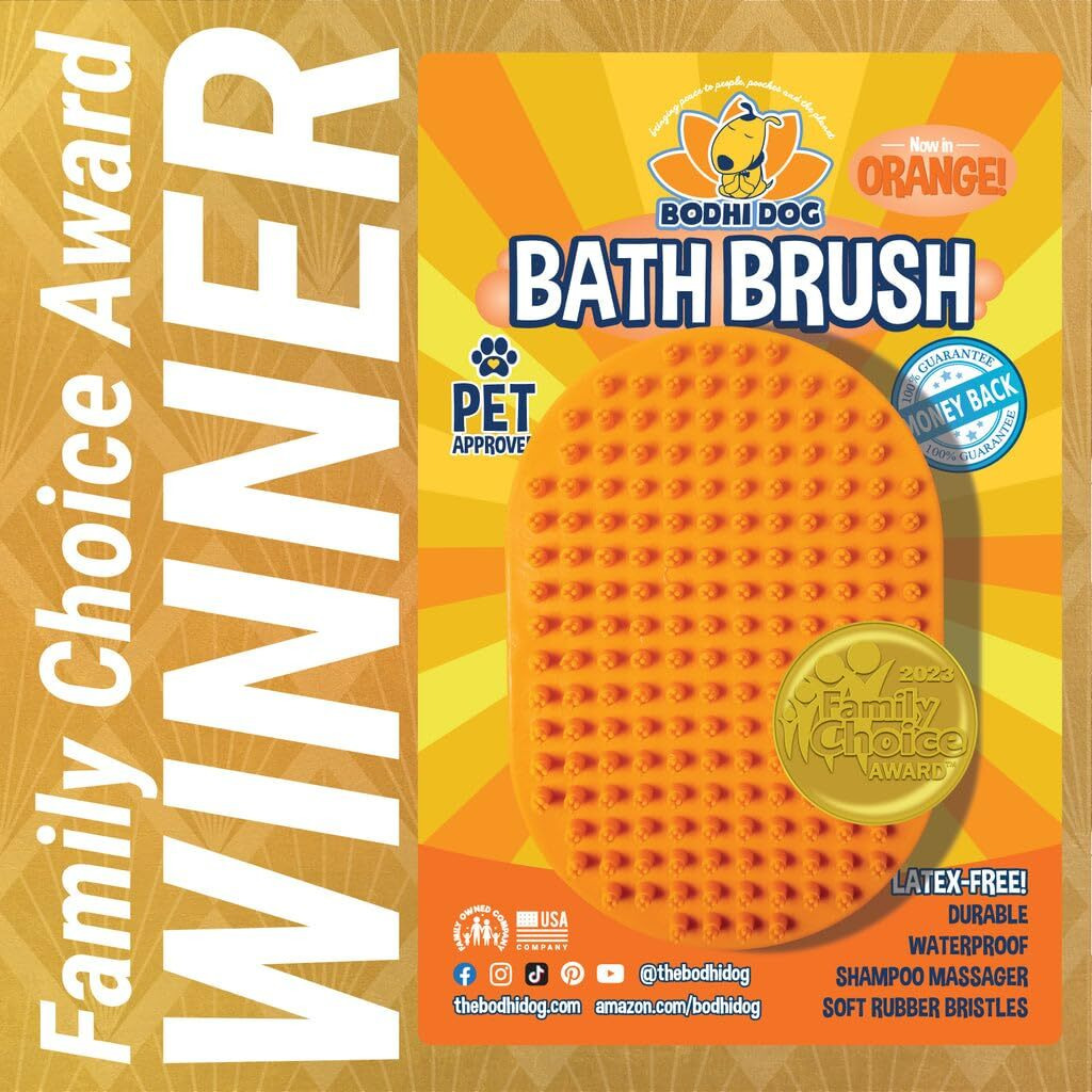Bodhi Dog Shampoo Brush | Pet Shower & Bath Supplies For Cats & Dogs | Dog Bath Brush For Dog Grooming | Long & Short Hair Dog Scrubber For Bath | Professional Quality Dog Wash Brush