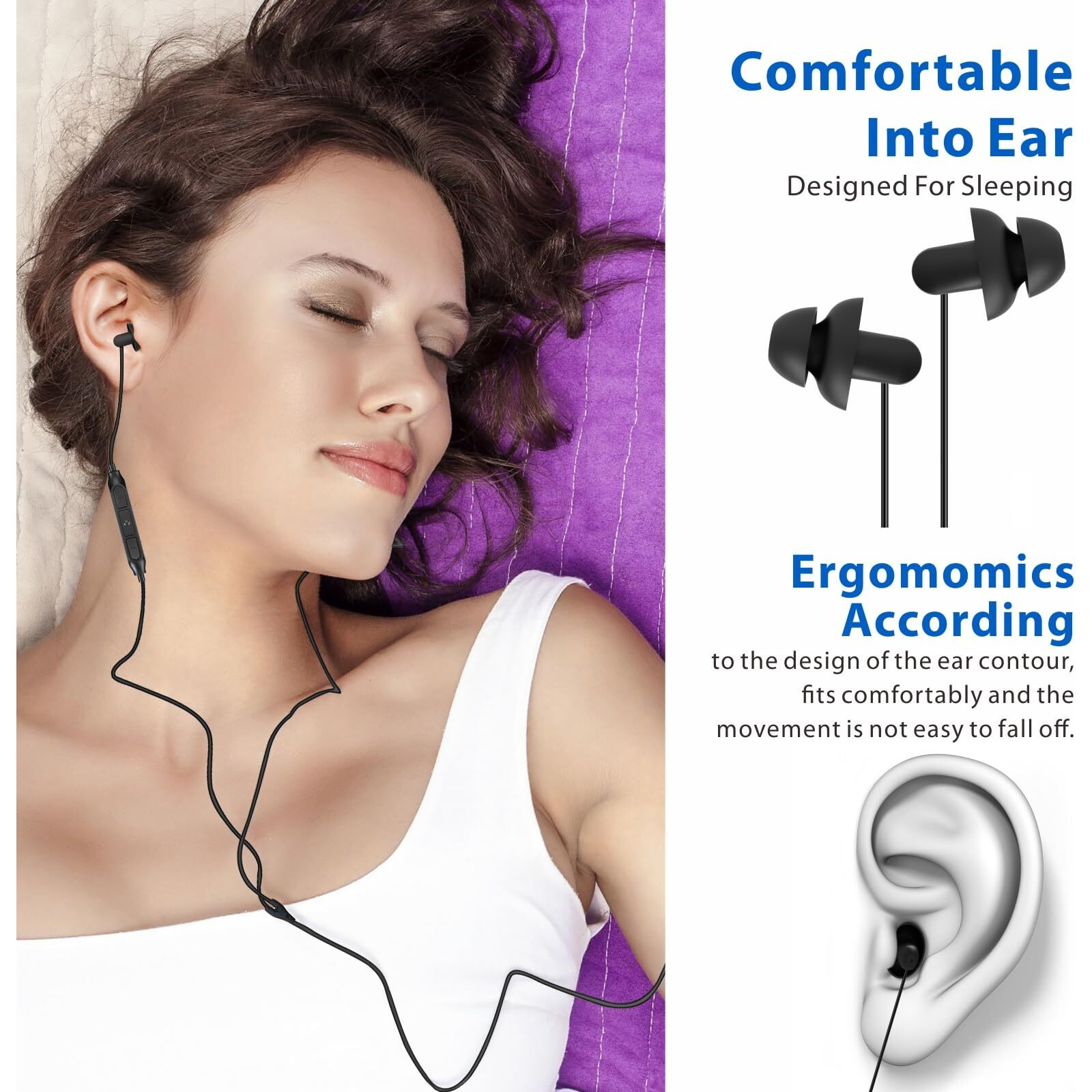 Hearprotek [2 Pairs Sleep Earbuds  Usb C Earphones Headphones With Microphone-Silicone Noise Isolation Type C Earbuds Sleep Buds For Android Phone Ideal For Sleeping  Snoring  Relaxation  Air Travel