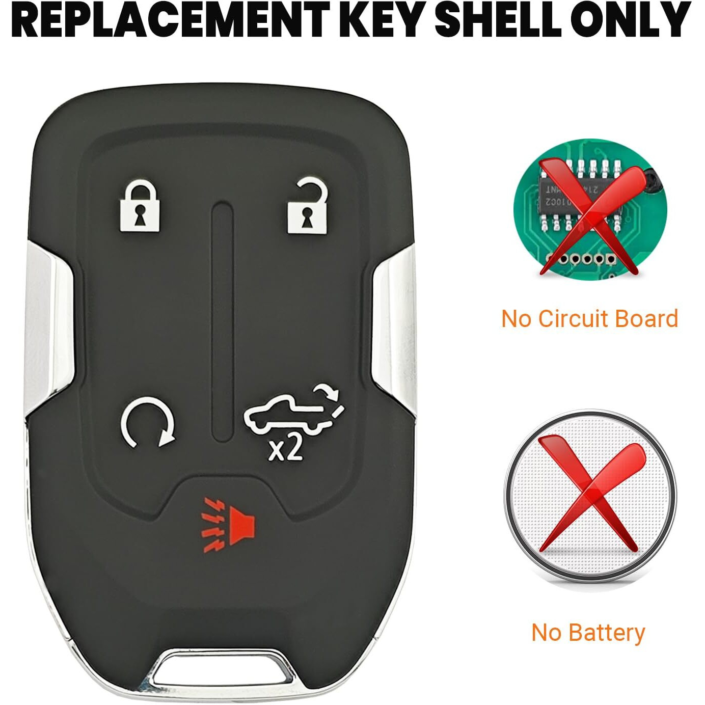 Smart Key Fob Cover Case Shell Fit For 2022 2021 2020 2019 Chevy Silverado And Gmc Sierra 1500 2500Hd 3500Hd Keyless Entry Remote Key Fob (Without Chip  5 Buttons)
