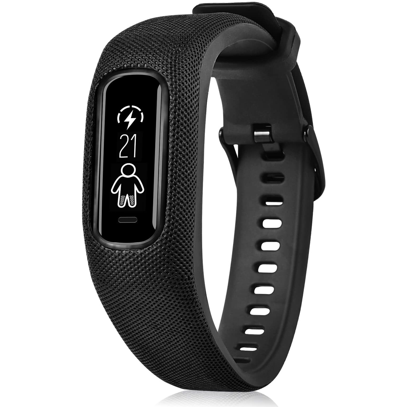 C2D Joy Strap Tpu Wristband Compatible With Garmin Vivosmart 4  Activity And Fitness Tracker (Black) Medium