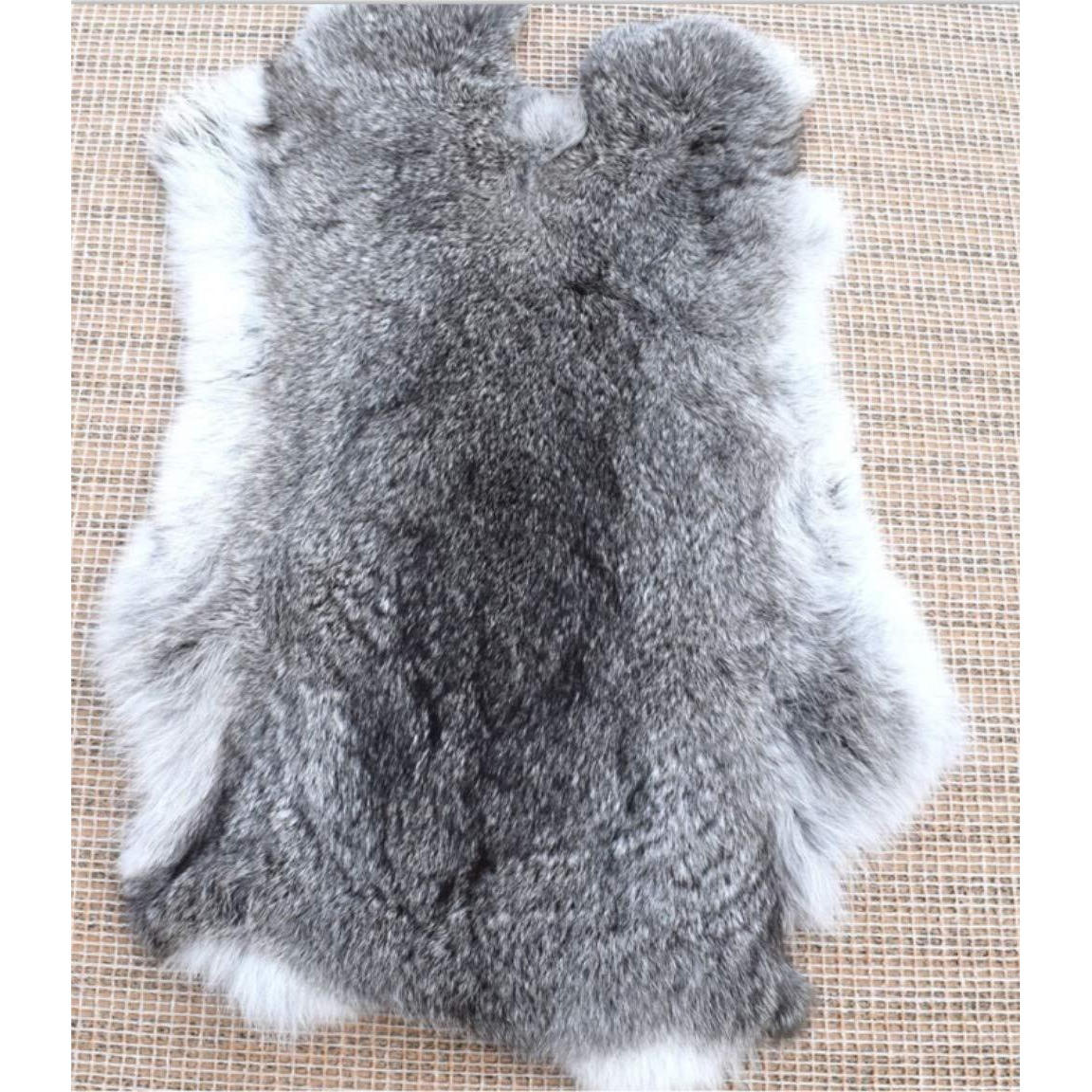 Natural Tanned Rabbit Fur Hide (10"" By 12"" Rabbit Pelt With Sewing Quality Leather) (Natural Gray)
