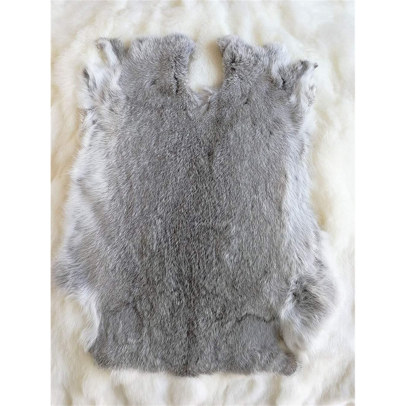 Natural Tanned Rabbit Fur Hide (10"" By 12"" Rabbit Pelt With Sewing Quality Leather) (Natural Gray)