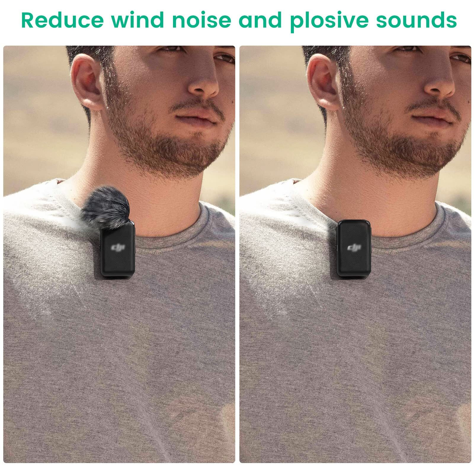Microphone Windscreen Wind Muff Compatible With Dji Mic Wireless Lavalier Microphone Furry Cover(2-Pack)