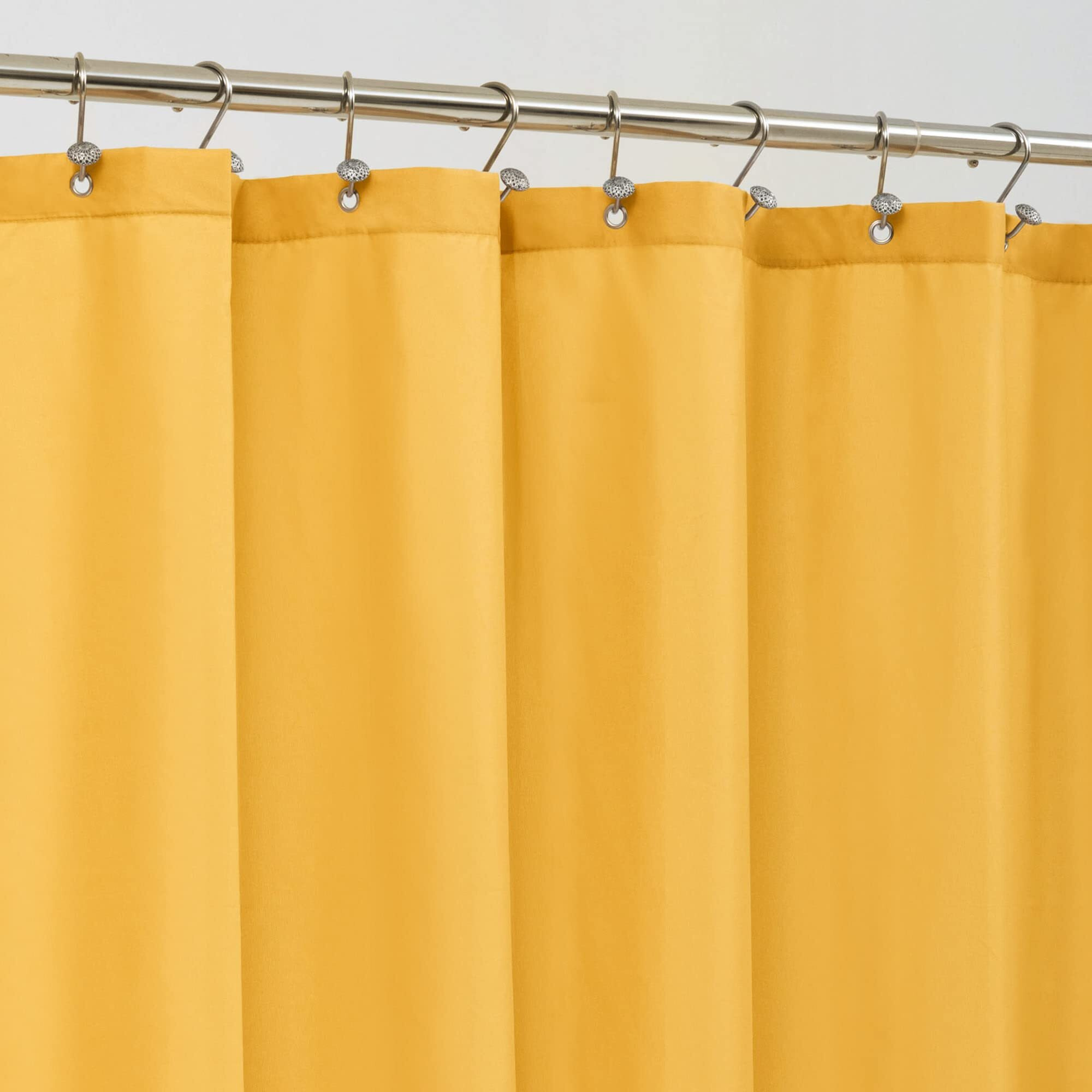 Alyvia Spring Yellow Shower Curtain Or Liner With 3 Magnets - Soft Hotel Quality Fabric Shower Curtain For Bathroom  Light-Weight & Machine Washable - Standard Size 72X72  Mustard Yellow