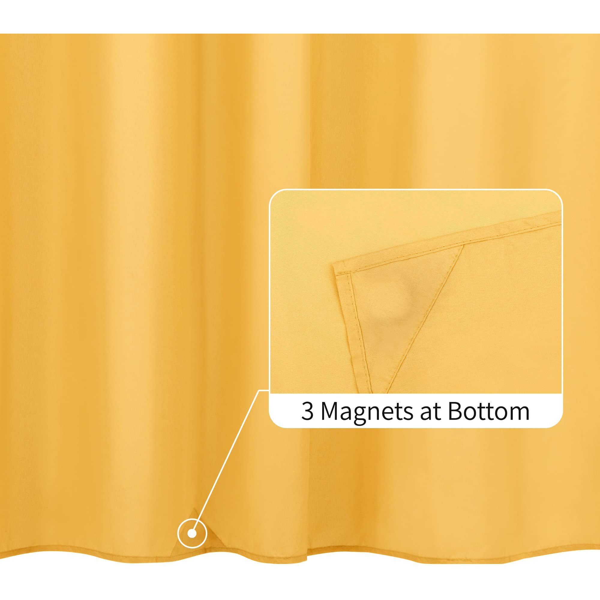 Alyvia Spring Yellow Shower Curtain Or Liner With 3 Magnets - Soft Hotel Quality Fabric Shower Curtain For Bathroom  Light-Weight & Machine Washable - Standard Size 72X72  Mustard Yellow