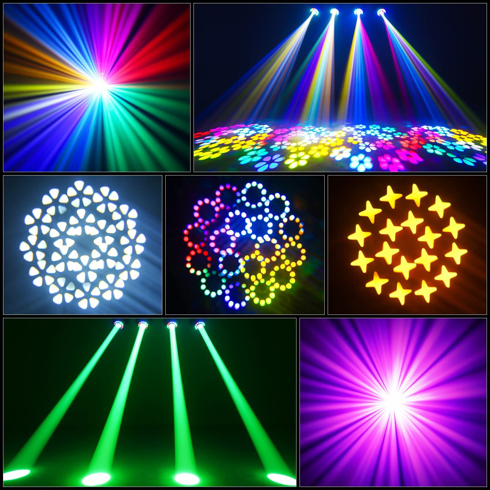 U`King 80W Led Moving Head Light Rotating 18-Facet Prism Dj Lighting Stage Lights With 10 Gobos And 7 Colors Beam Spotlight By Dmx And Sound Activated For Parties Wedding Church Live Show Bar Club