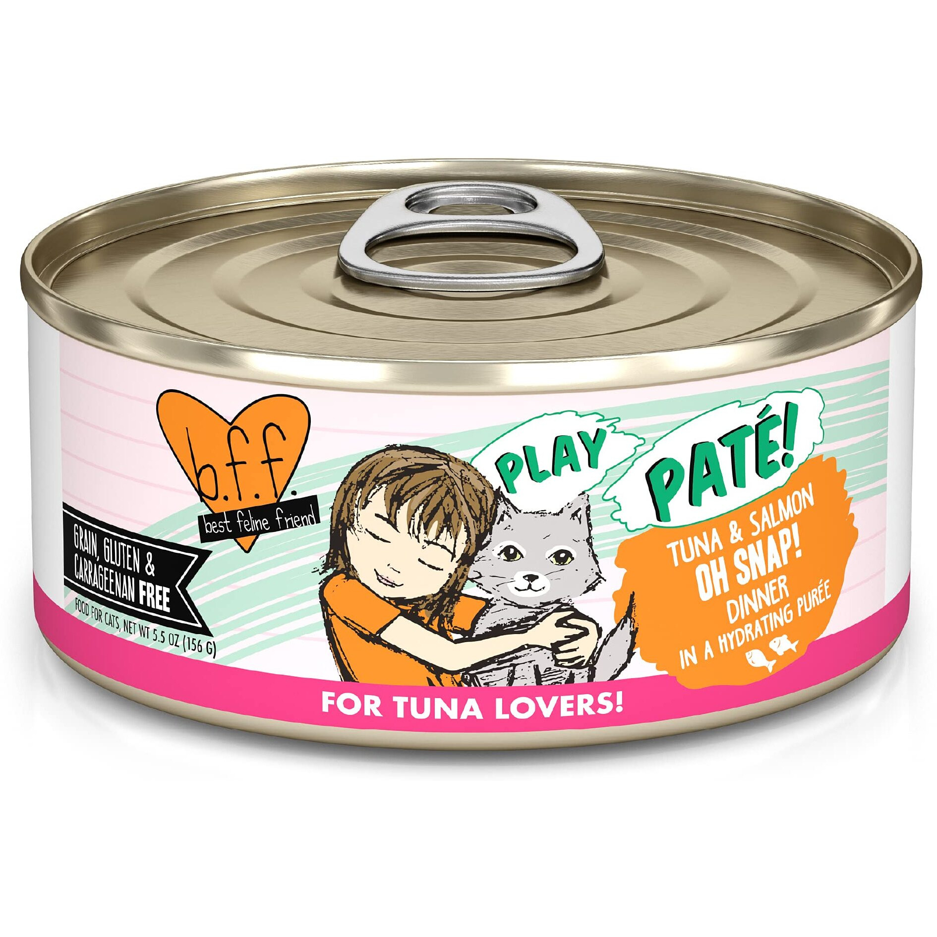Weruva B.F.F. Play - Best Feline Friend Pat Lovers  Aw Yeah  Tuna & Salmon Oh Snap With Tuna & Salmon  5.5Oz Can (Pack Of 8)