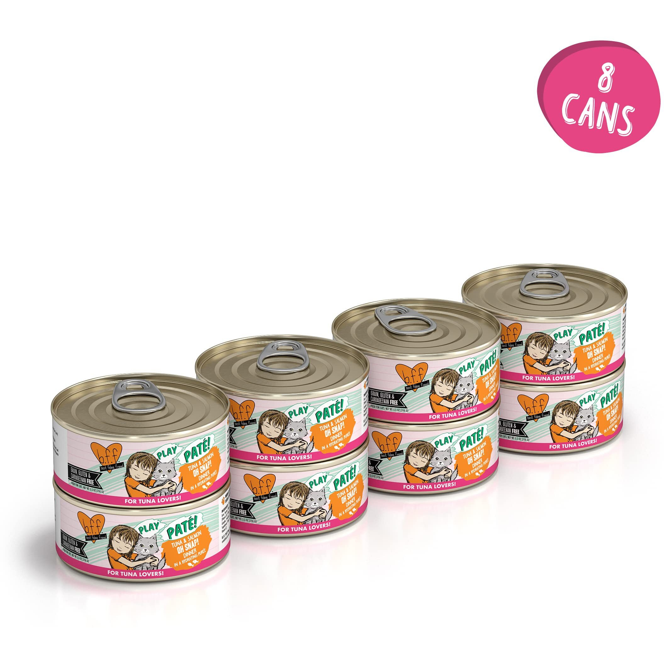 Weruva B.F.F. Play - Best Feline Friend Pat Lovers  Aw Yeah  Tuna & Salmon Oh Snap With Tuna & Salmon  5.5Oz Can (Pack Of 8)