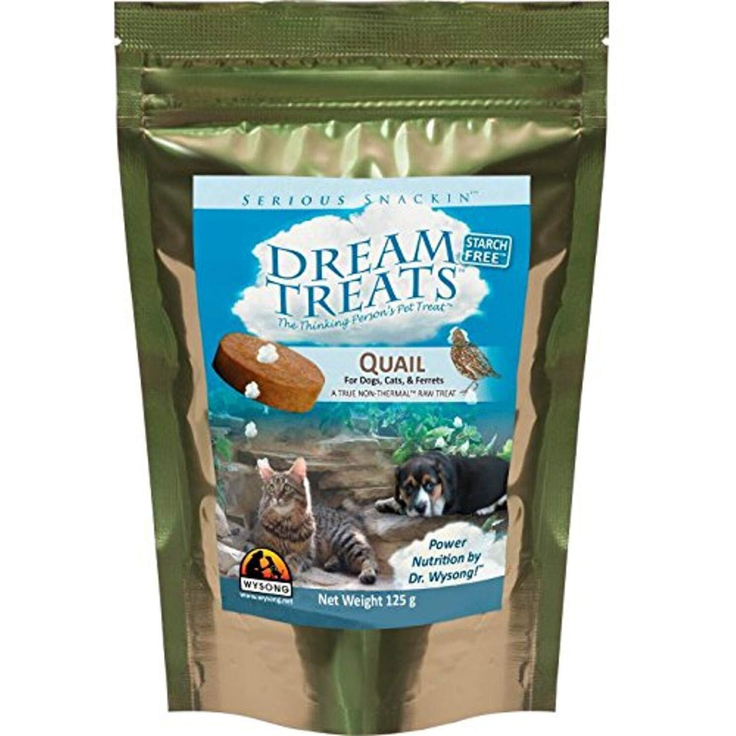 Wysong Dream Treats Quail- For Dogs/Cats/Ferrets - Raw Food - 4.9 Ounce Bag