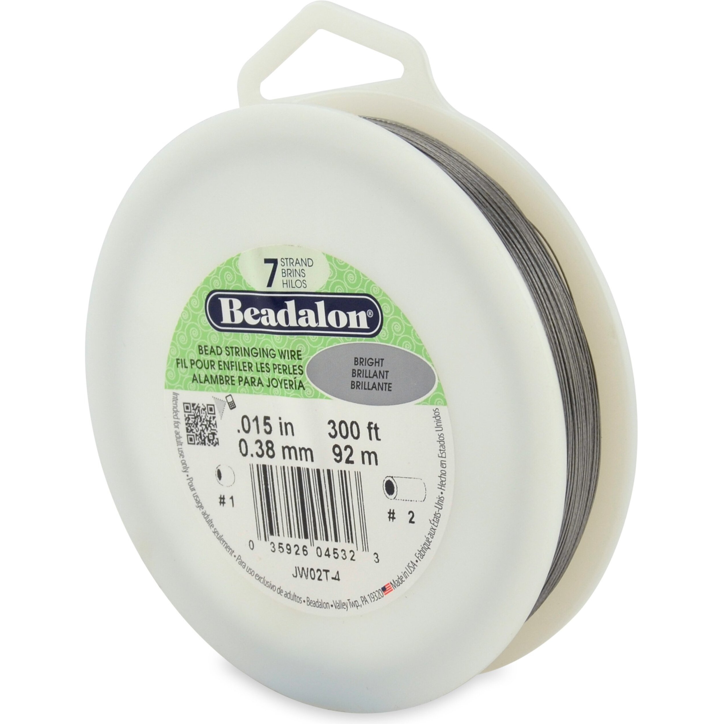 Beadalon 7 Strand Stainless Steel Bead Stringing Wire  0.015 In / 0.38 Mm  Bright  300 Ft / 91 M