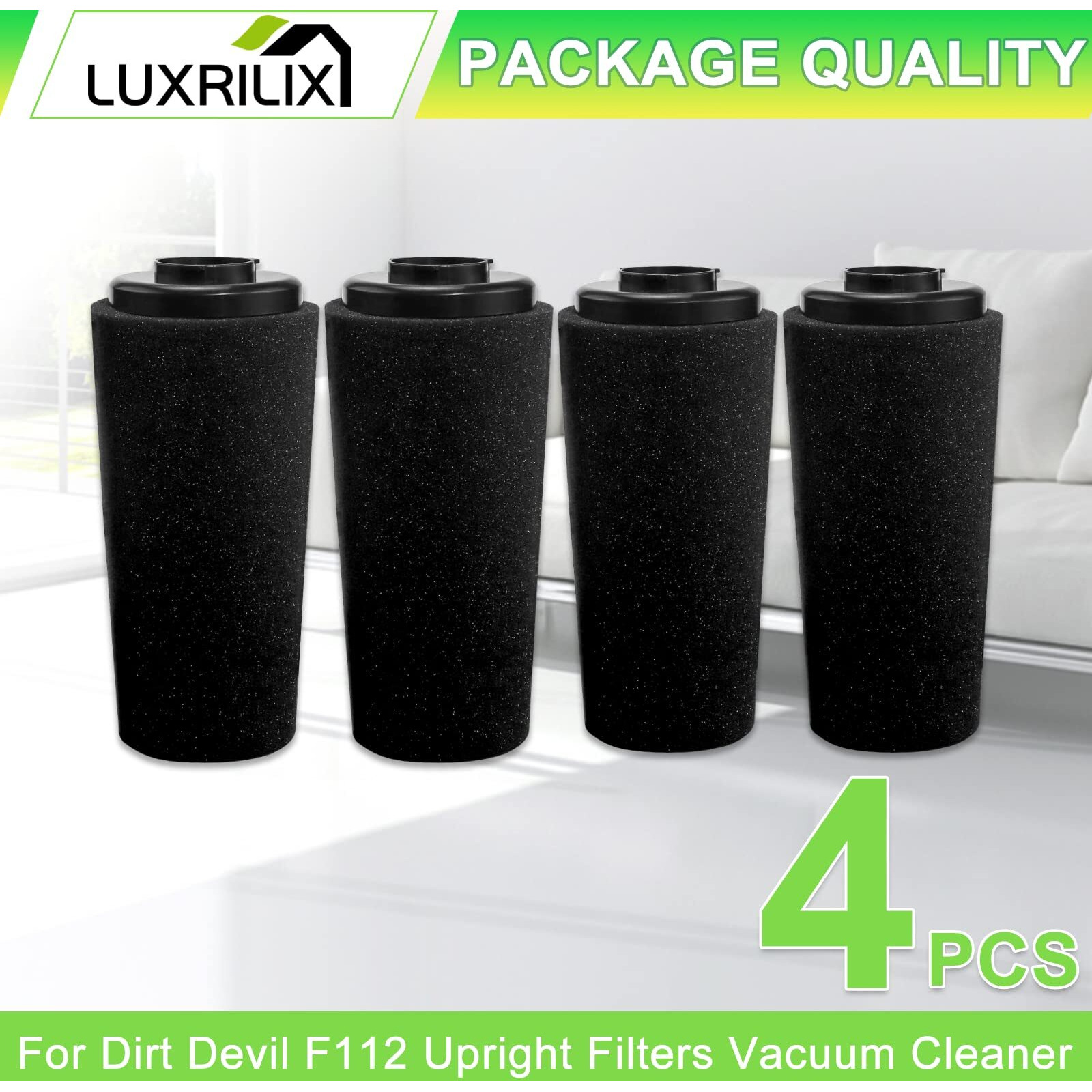 F112 Filter Replacement For Dirt Devil Endura Vacuum Parts Ud70187 Ud20120Nc Ud20124 Ud70167P Ud70171 Ud70186 Ud70174 Ud70161 Ud70181 Ud70355B  4 Pack Odor Trapping Filter Replace Part Ad47936