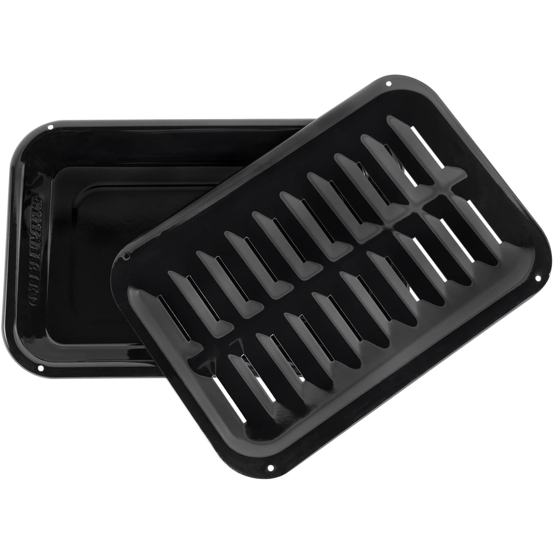 Certified Appliance Accessories Heavy-Duty Porcelain 8.5-In. X 12.75-In. Broiler Pan & Grill Set Black (50008)