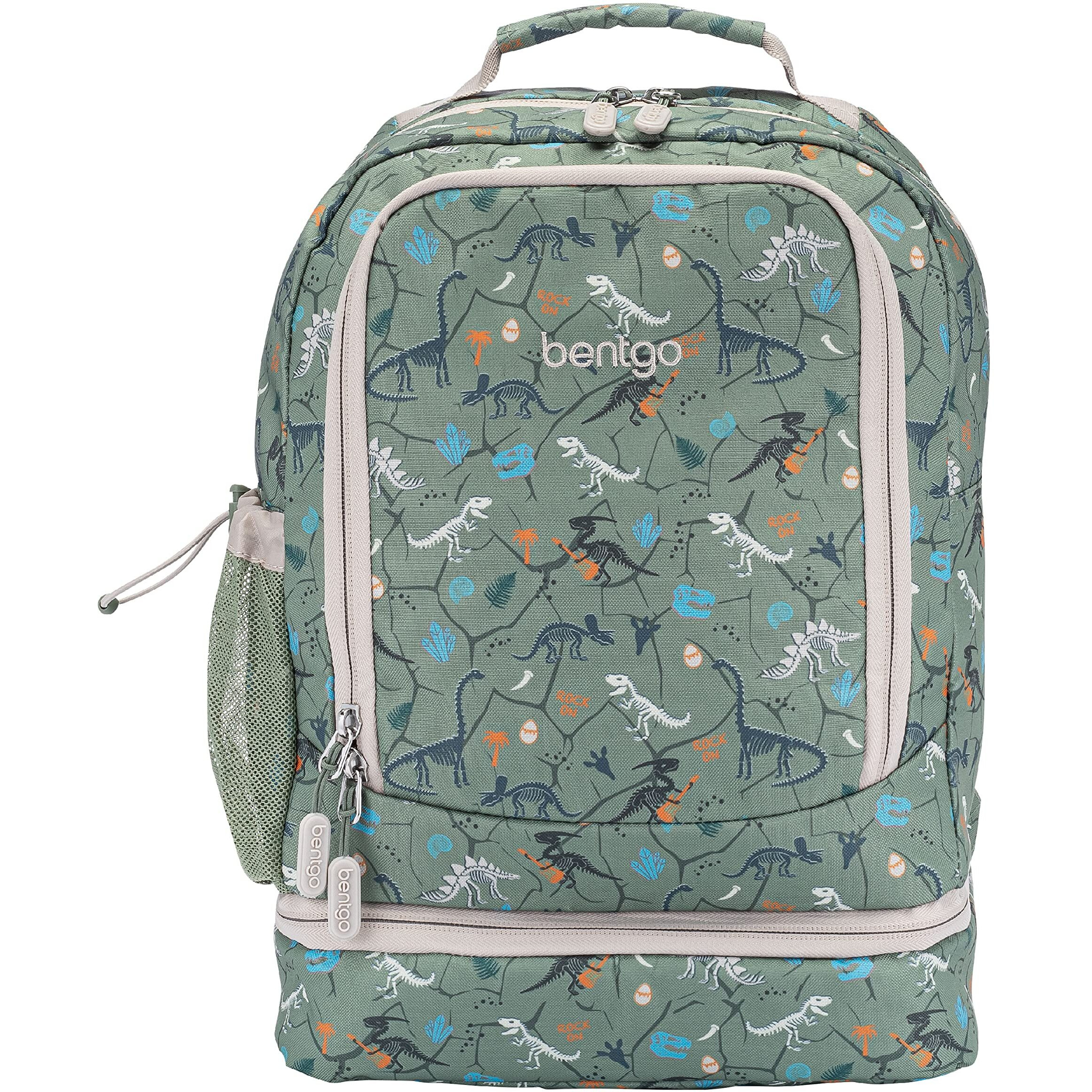 Bentgo Kids 2-In-1 Backpack & Insulated Lunch Bag - Durable 16  Backpack & Lunch Container In Unique Prints For School & Travel - Water Resistant  Padded & Large Compartments (Dino Fossils)