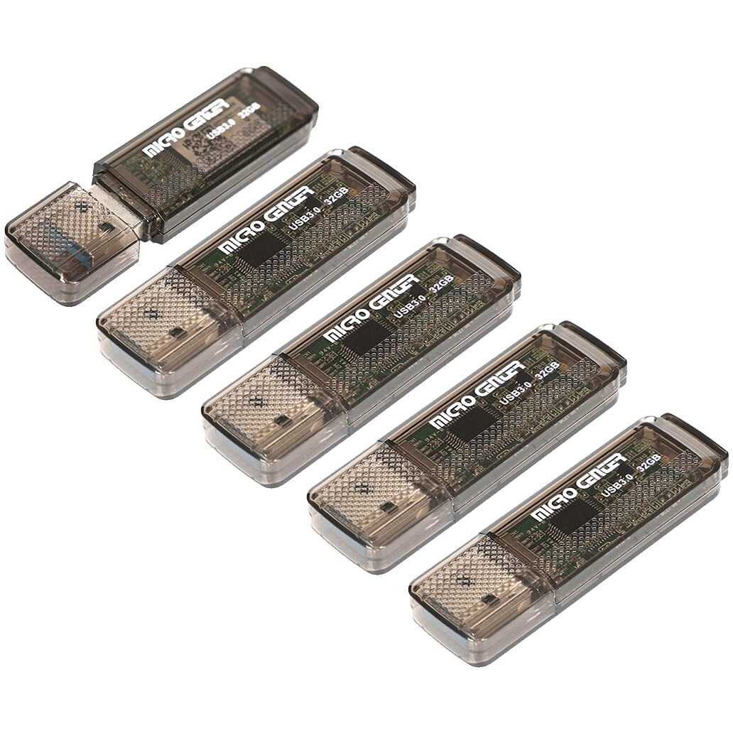 Inland Micro Center Superspeed 5 Pack 32Gb Usb 3.0 Flash Drive Gum Size Memory Stick Thumb Drive Data Storage Jump Drive (32G 5-Pack)