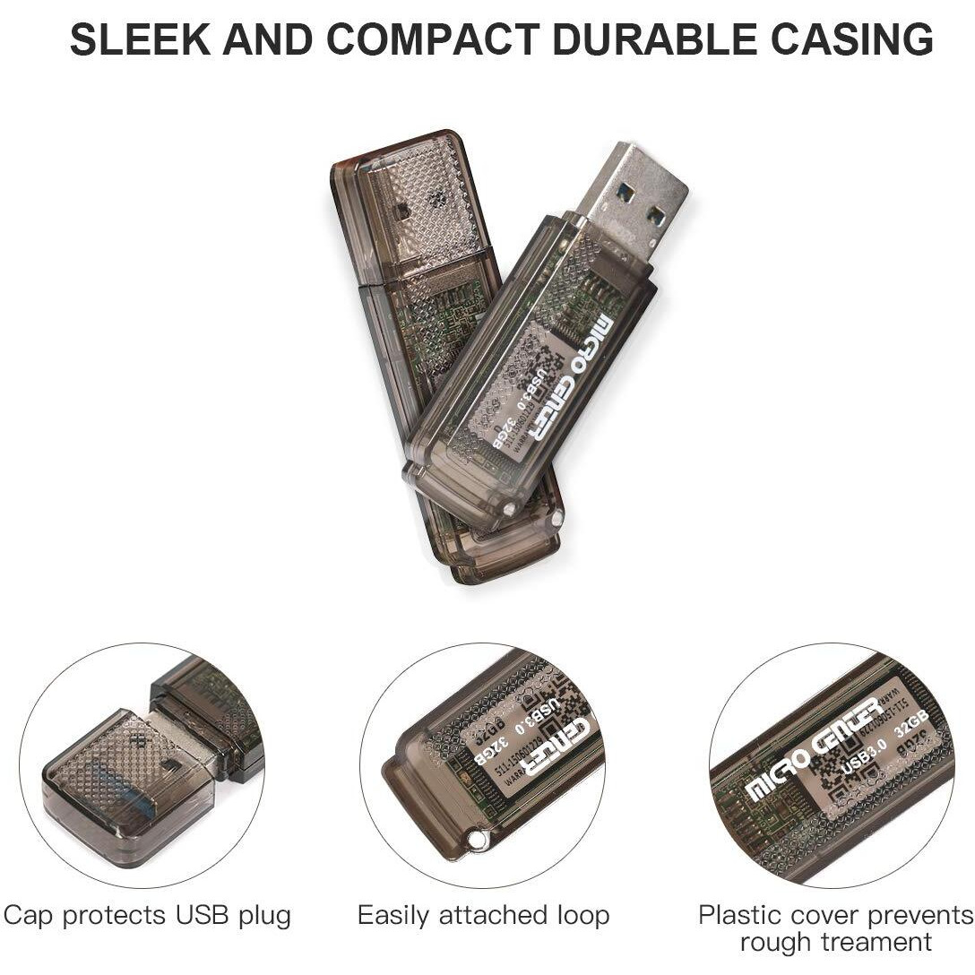 Inland Micro Center Superspeed 5 Pack 32Gb Usb 3.0 Flash Drive Gum Size Memory Stick Thumb Drive Data Storage Jump Drive (32G 5-Pack)