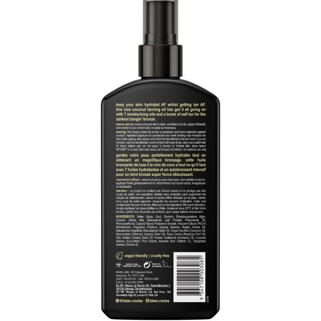 B.Tan Best Tanning Oil | Get Tanned Intensifier Dry Spray - Fast  Dark Outdoor Sun Tan From Tan Accelerating Actives  Packed With Moisturizing Oils  No Spf  Austrailian Brand  8 Fl Oz