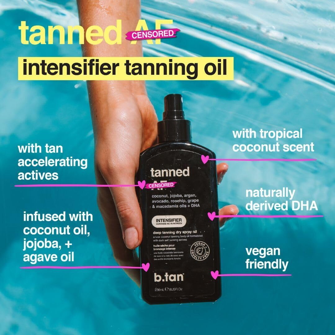 B.Tan Best Tanning Oil | Get Tanned Intensifier Dry Spray - Fast  Dark Outdoor Sun Tan From Tan Accelerating Actives  Packed With Moisturizing Oils  No Spf  Austrailian Brand  8 Fl Oz