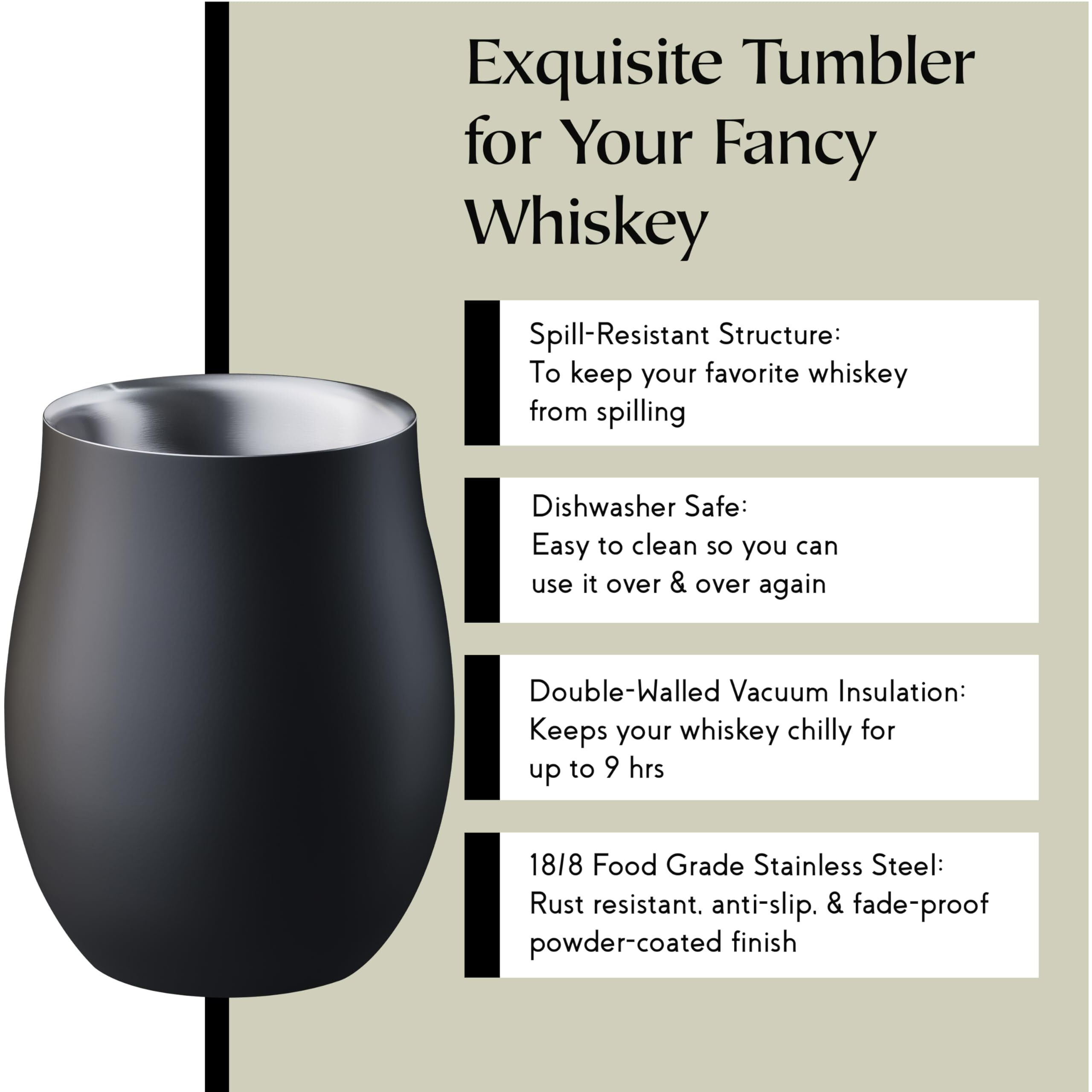 Sipworks Whiskey Tumbler - 8 Oz Stainless Steel Tumbler With Double Walled Vacuum Insulation - Dishwasher Safe  Spill Resistant  Insulated Whiskey Tumbler For Travel & Parties - Mahogany