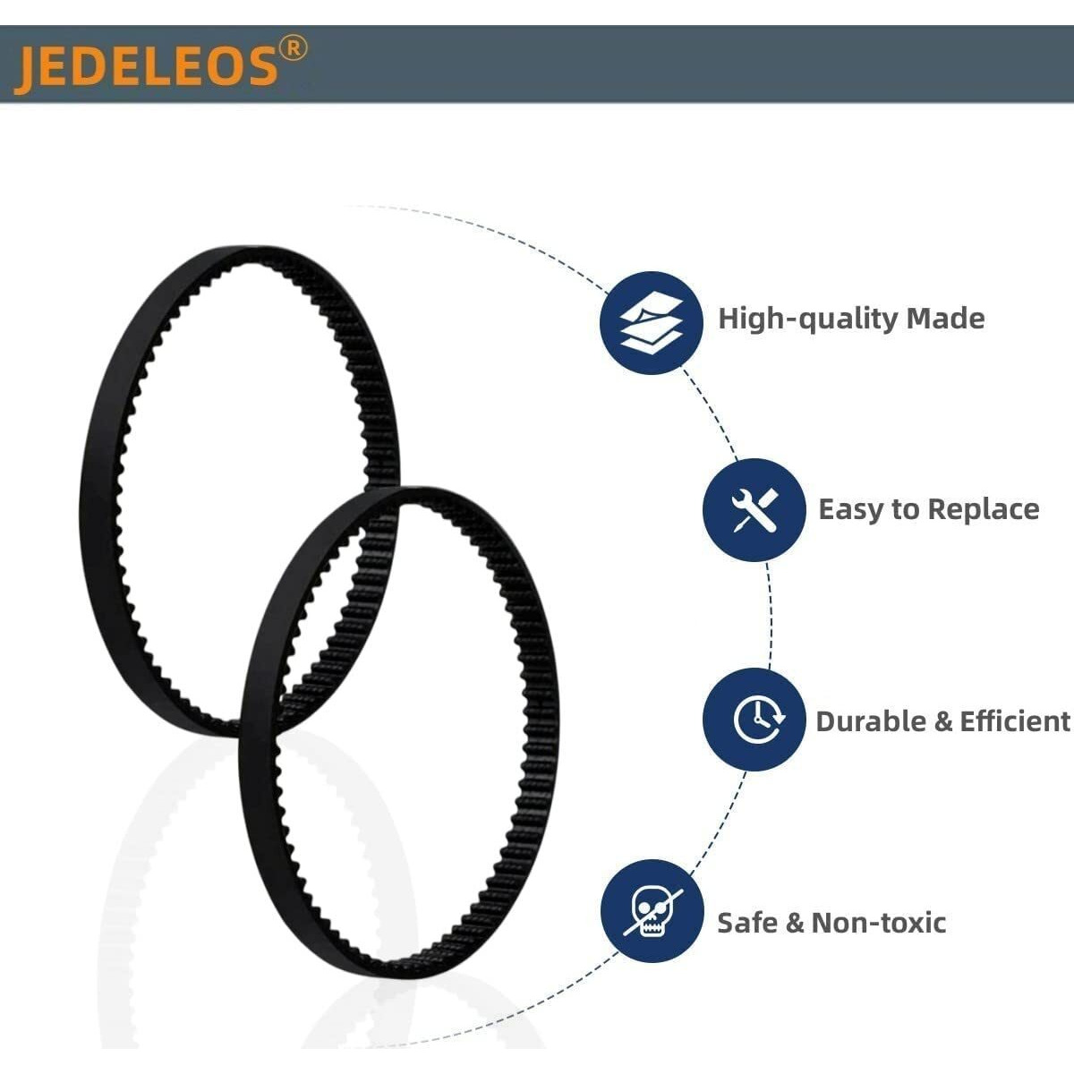 Jedeleos Replacement Belts For Miele Vacuum  Fit Model Seb213  Seb217 And Stb205 Power Brush Electrobrush  Replace Part 54-3301-06 (Pack Of 2)