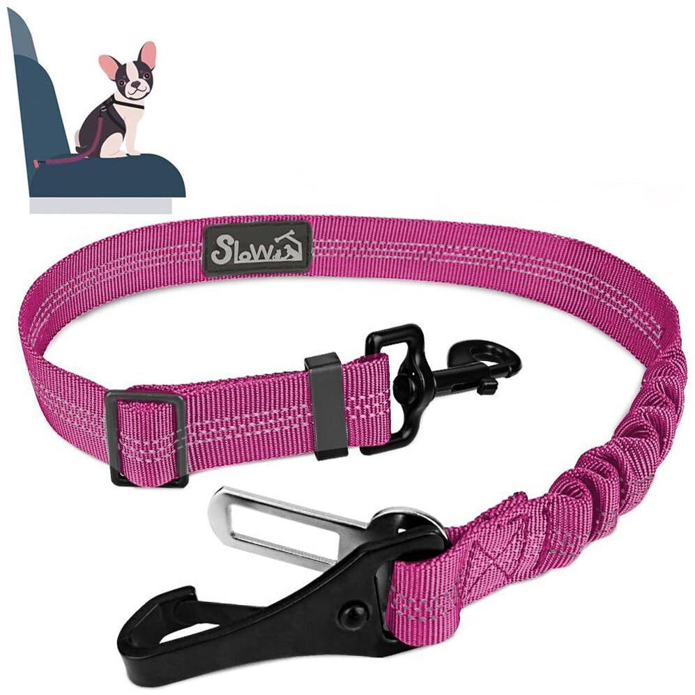 Slowton Dog Seat Belt  Adjustable Dog Safety Belt Leash  2 In 1 Latch Bar Attachment Dog Car Seatbelt With Elastic Nylon Bungee Buffer  Reflective Nylon Belt Tether (Fu)