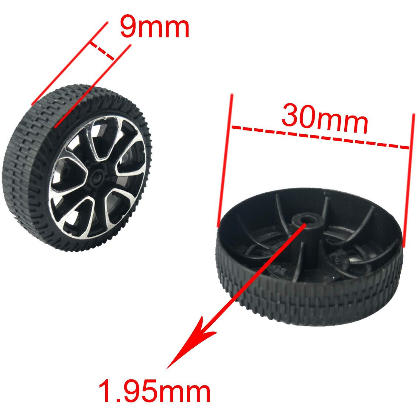 Eudax 30Mmx9Mm Plastic Roll 2Mm Dia Shaft Toys Wheel And 2Mmx100Mm Stem Shaft Round Rod Axles For Diy Toy Rc Car Truck Boat Helicopter Model Part (300 Pcs)