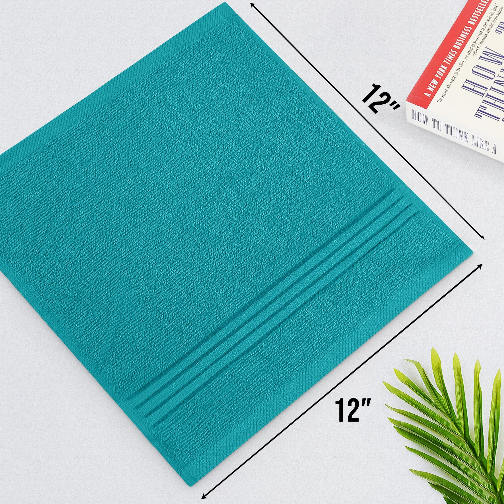 Utopia Towels 12 Pack Premium Wash Cloths Set (12 X 12 Inches) 100% Cotton Ring Spun  Highly Absorbent And Soft Feel Washcloths For Bathroom  Spa  Gym  And Face Towel (Turquoise)