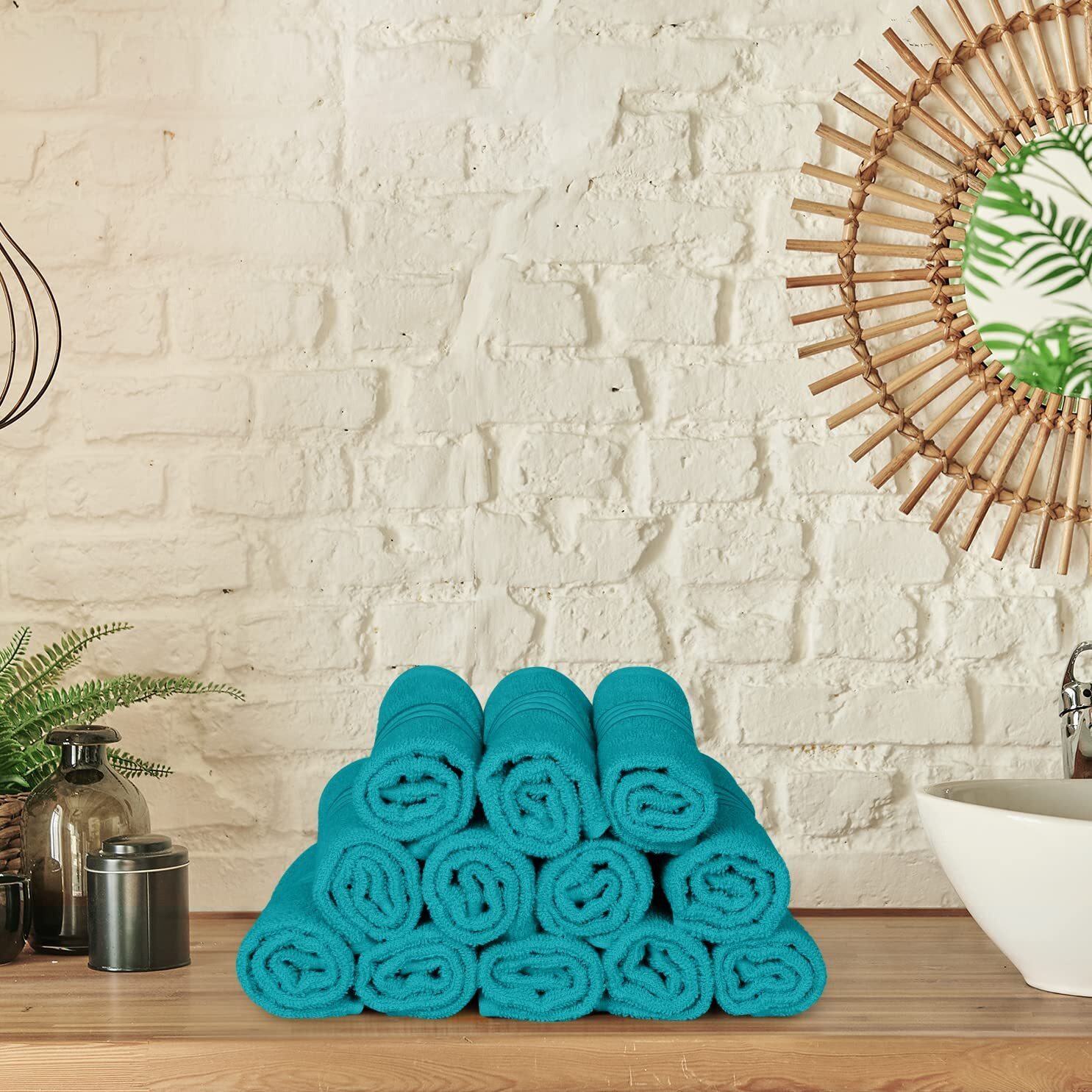 Utopia Towels 12 Pack Premium Wash Cloths Set (12 X 12 Inches) 100% Cotton Ring Spun  Highly Absorbent And Soft Feel Washcloths For Bathroom  Spa  Gym  And Face Towel (Turquoise)