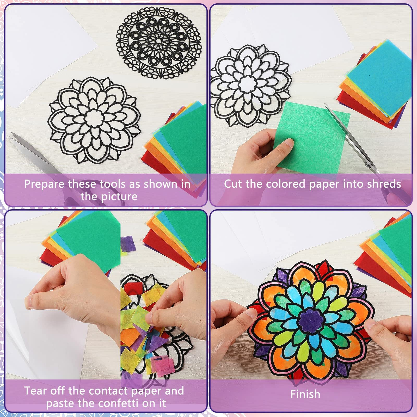 18 Pack Color Mandala Window Clings Diy Stained Glass Kits Suncatchers For Windows Arts And Crafts Diy Kit For Adults Mandala Sun Catcher For Beginner Kids Teens  6 X 6 Inches