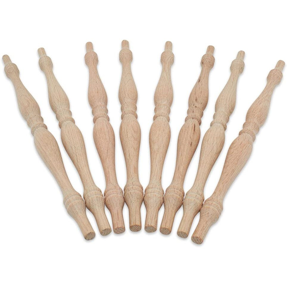 Wooden Baluster Spindles 11-1/2""  Pack Of 6 Oak Spindles For Crafts  Woodworking  And Furniture  By Woodpeckers