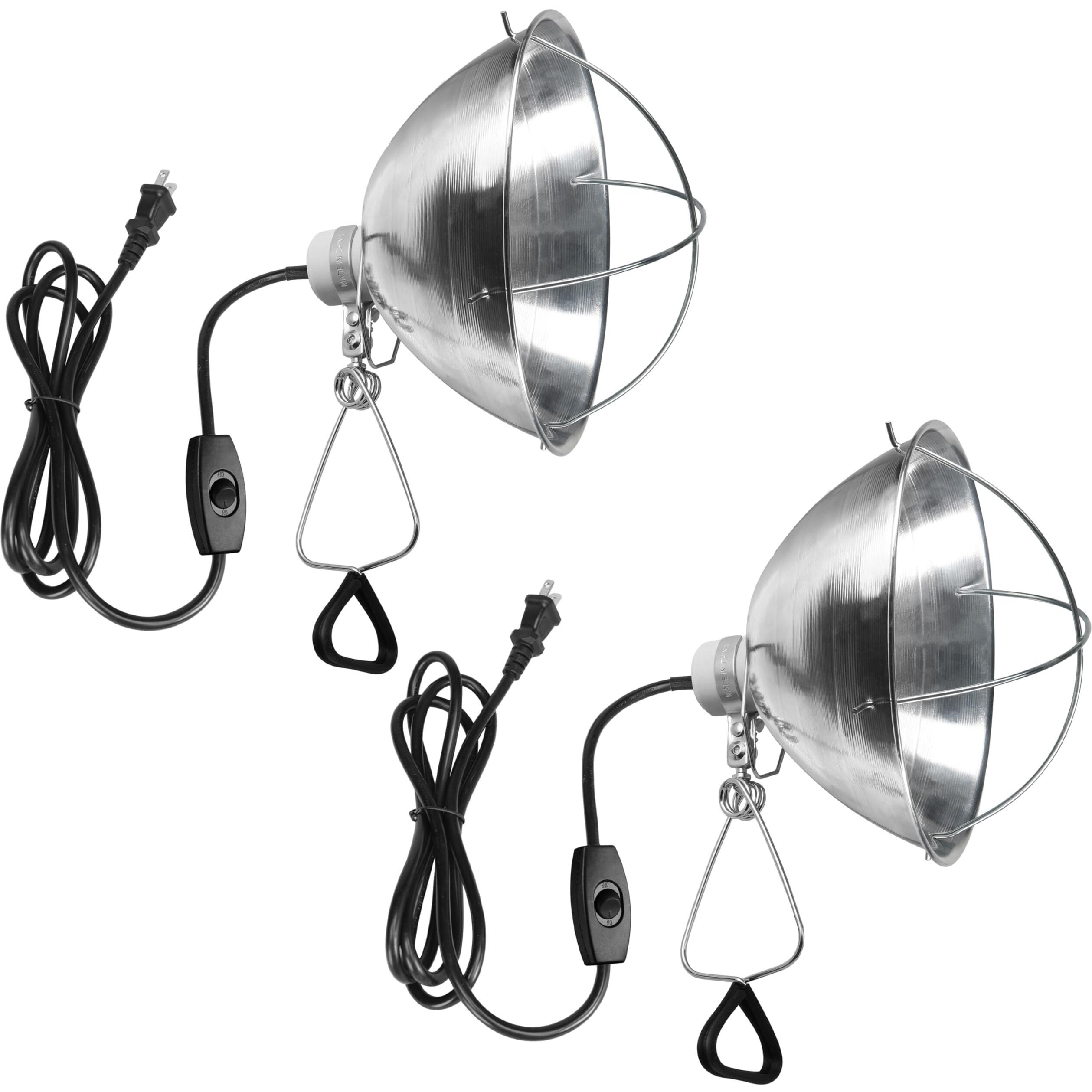 Simple Deluxe Clamp Lamp Light With 10.5 Inch Adjustable Aluminum Reflector And 6 Feet 18/2 Sjt Cord  Up To 250W E26 Socket (No Bulb Included)  2 Pack  Silver And Black